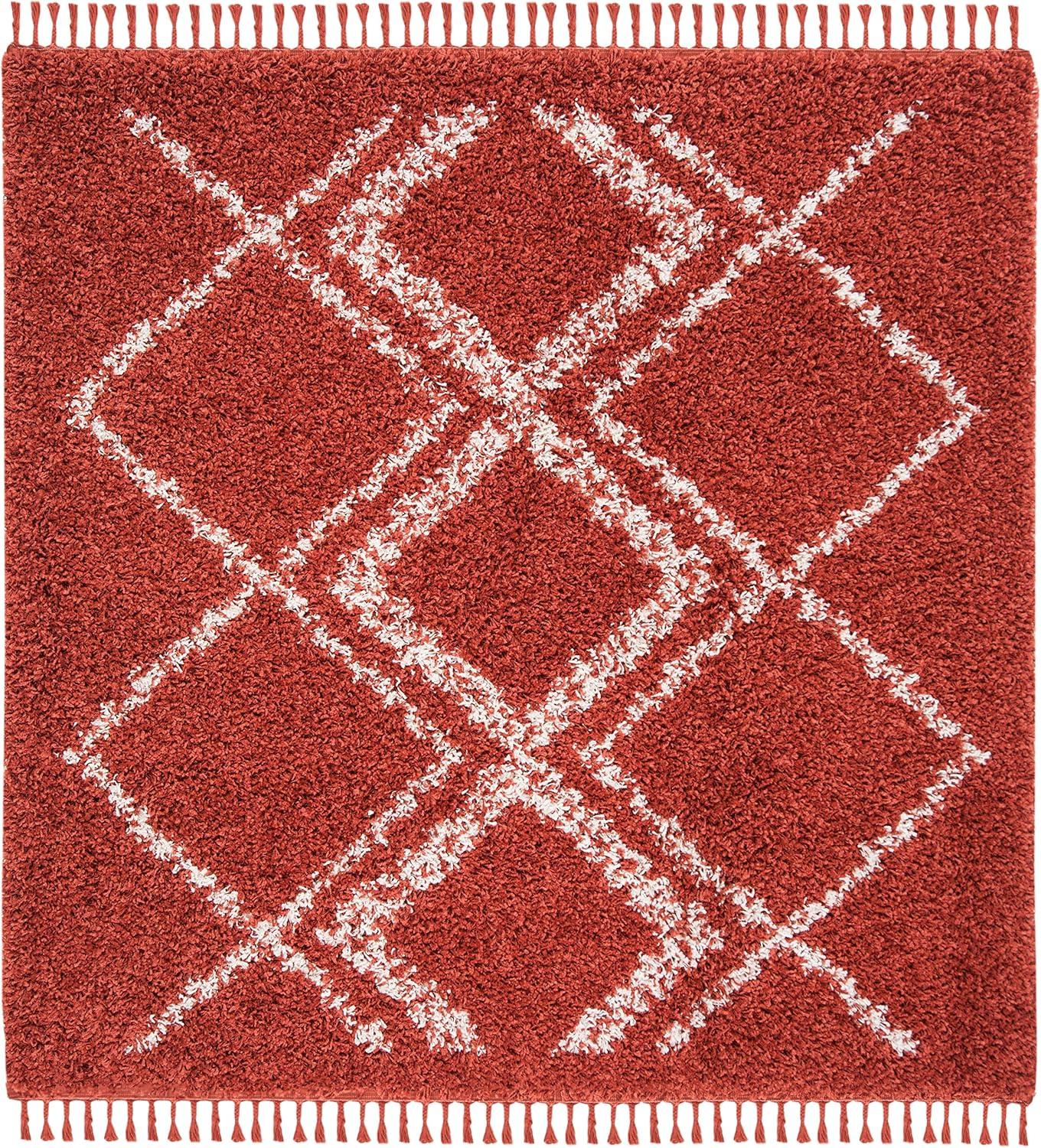 image:imageSAFAVIEH Pro Luxe Shag Collection Area Rug 5 x 8 Blue amp Creme Moroccan Boho Tassel Design NonShedding amp Easy Care 24inch Thick Ideal for High Traffic Areas in Living Room Bedroom PLX432LRustCreme