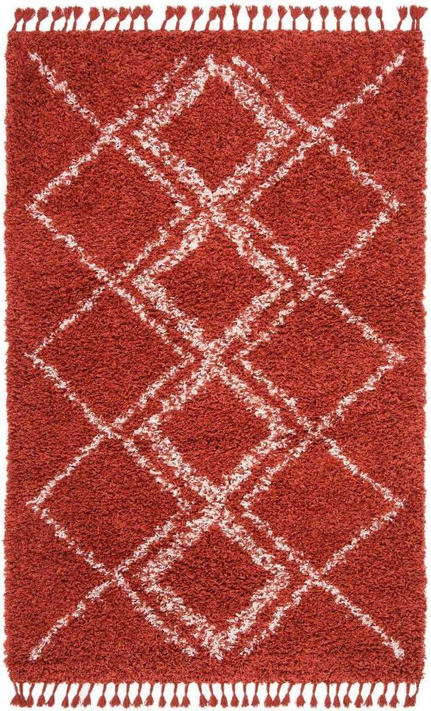 image:imageSAFAVIEH Pro Luxe Shag Collection Area Rug 5 x 8 Blue amp Creme Moroccan Boho Tassel Design NonShedding amp Easy Care 24inch Thick Ideal for High Traffic Areas in Living Room Bedroom PLX432LRustCreme