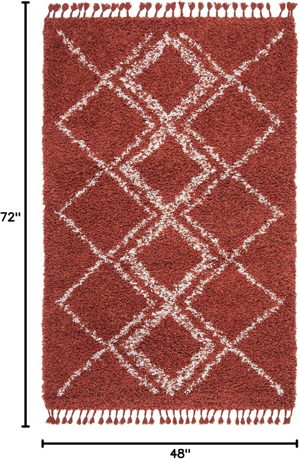 image:imageSAFAVIEH Pro Luxe Shag Collection Area Rug 5 x 8 Blue amp Creme Moroccan Boho Tassel Design NonShedding amp Easy Care 24inch Thick Ideal for High Traffic Areas in Living Room Bedroom PLX432LRustCreme
