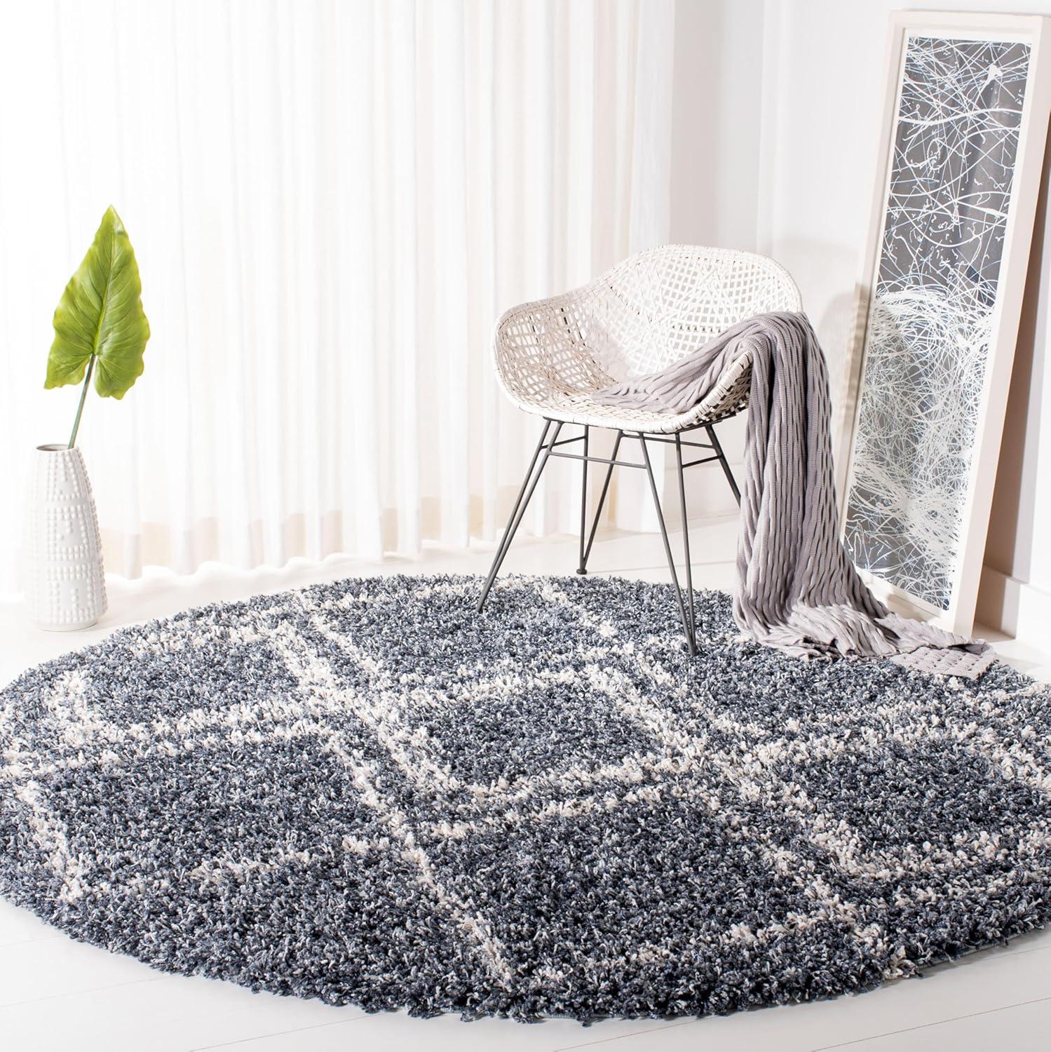 image:imageSAFAVIEH Pro Luxe Shag Collection Area Rug 5 x 8 Blue amp Creme Moroccan Boho Tassel Design NonShedding amp Easy Care 24inch Thick Ideal for High Traffic Areas in Living Room Bedroom PLX432LBlueCreme