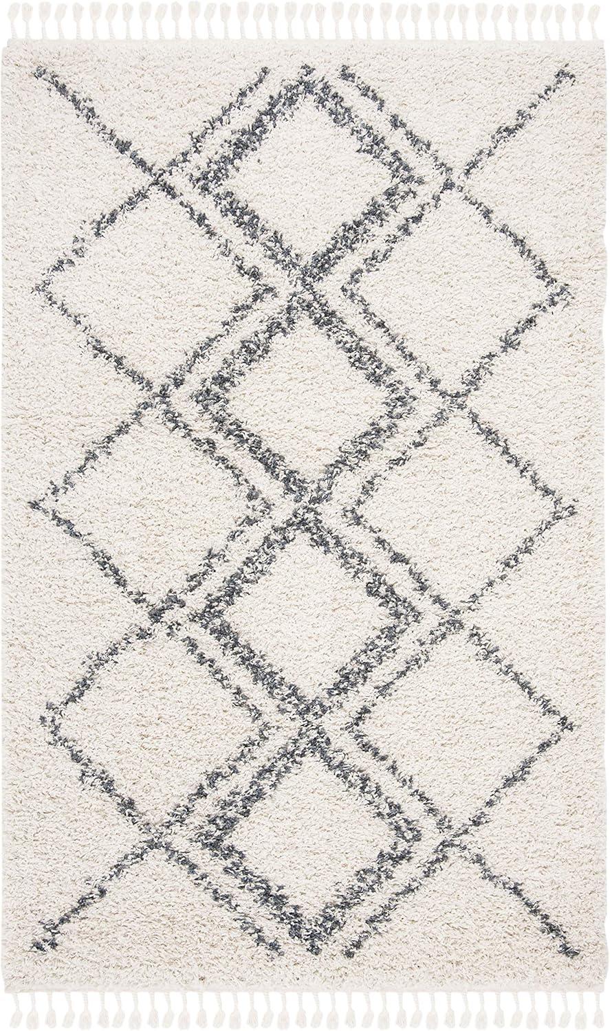 image:imageSAFAVIEH Pro Luxe Shag Collection Area Rug 5 x 8 Blue amp Creme Moroccan Boho Tassel Design NonShedding amp Easy Care 24inch Thick Ideal for High Traffic Areas in Living Room Bedroom PLX432LCreamBlue