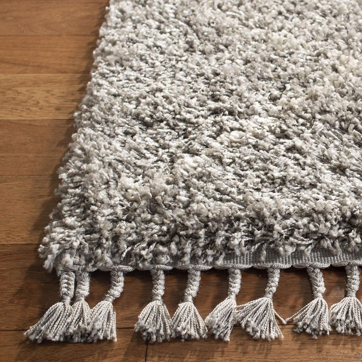 image:imageSAFAVIEH Pro Luxe Shag Collection Area Rug 5 x 8 Blue amp Creme Moroccan Boho Tassel Design NonShedding amp Easy Care 24inch Thick Ideal for High Traffic Areas in Living Room Bedroom PLX432LGreyCream