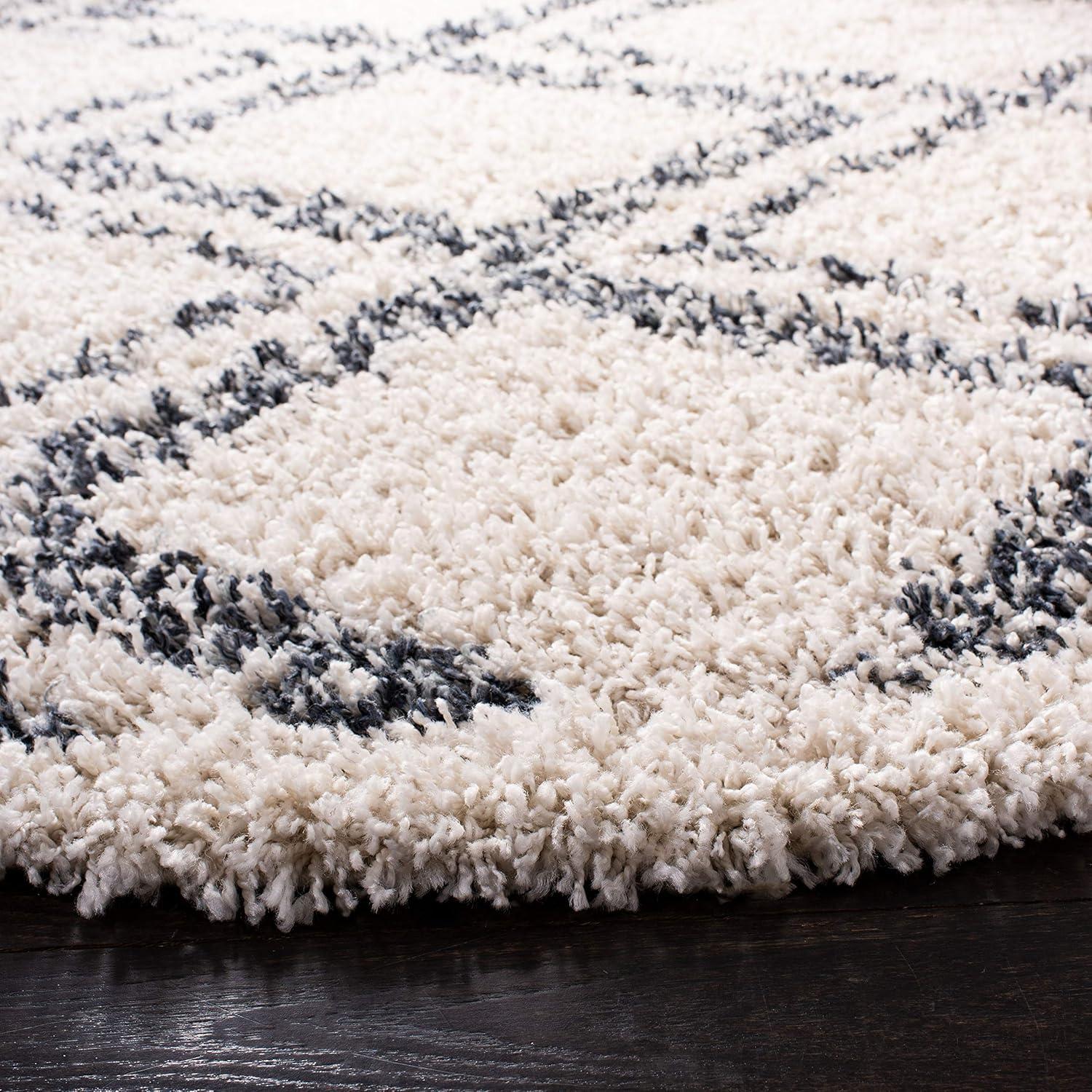 image:imageSAFAVIEH Pro Luxe Shag Collection Area Rug 5 x 8 Blue amp Creme Moroccan Boho Tassel Design NonShedding amp Easy Care 24inch Thick Ideal for High Traffic Areas in Living Room Bedroom PLX432LCreamBlue