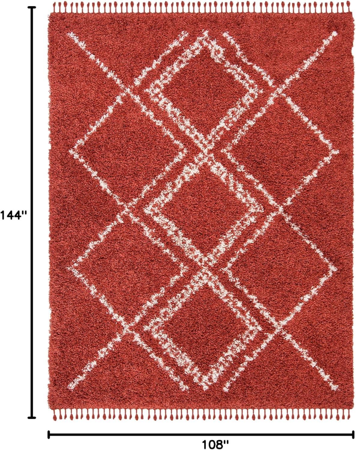 image:imageSAFAVIEH Pro Luxe Shag Collection Area Rug 5 x 8 Blue amp Creme Moroccan Boho Tassel Design NonShedding amp Easy Care 24inch Thick Ideal for High Traffic Areas in Living Room Bedroom PLX432LRustCreme
