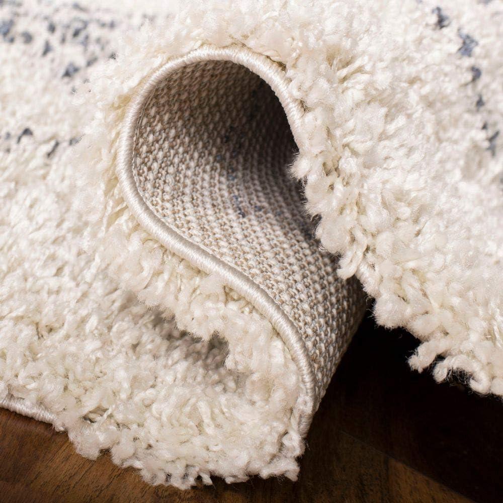 image:imageSAFAVIEH Pro Luxe Shag Collection Area Rug 5 x 8 Blue amp Creme Moroccan Boho Tassel Design NonShedding amp Easy Care 24inch Thick Ideal for High Traffic Areas in Living Room Bedroom PLX432LCreamBlue