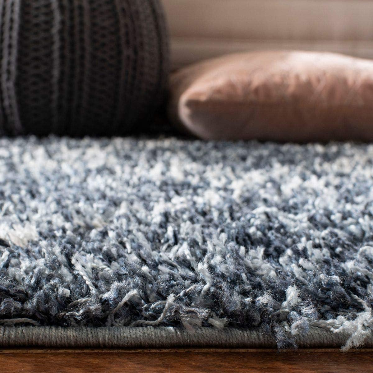 image:imageSAFAVIEH Pro Luxe Shag Collection Area Rug 5 x 8 Blue amp Creme Moroccan Boho Tassel Design NonShedding amp Easy Care 24inch Thick Ideal for High Traffic Areas in Living Room Bedroom PLX432LBlueCreme