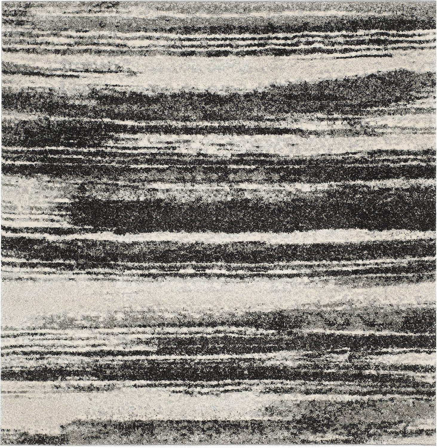 image:imageSAFAVIEH Retro Collection Area Rug 8 Square Light Blue amp Blue Modern Abstract Design NonShedding amp Easy Care Ideal for High Traffic Areas in Living Room Bedroom RET26936065Dark GreyLight Grey