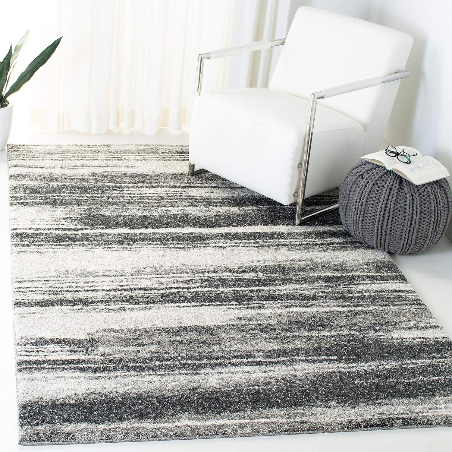 image:imageSAFAVIEH Retro Collection Area Rug 8 Square Light Blue amp Blue Modern Abstract Design NonShedding amp Easy Care Ideal for High Traffic Areas in Living Room Bedroom RET26936065Dark GreyLight Grey
