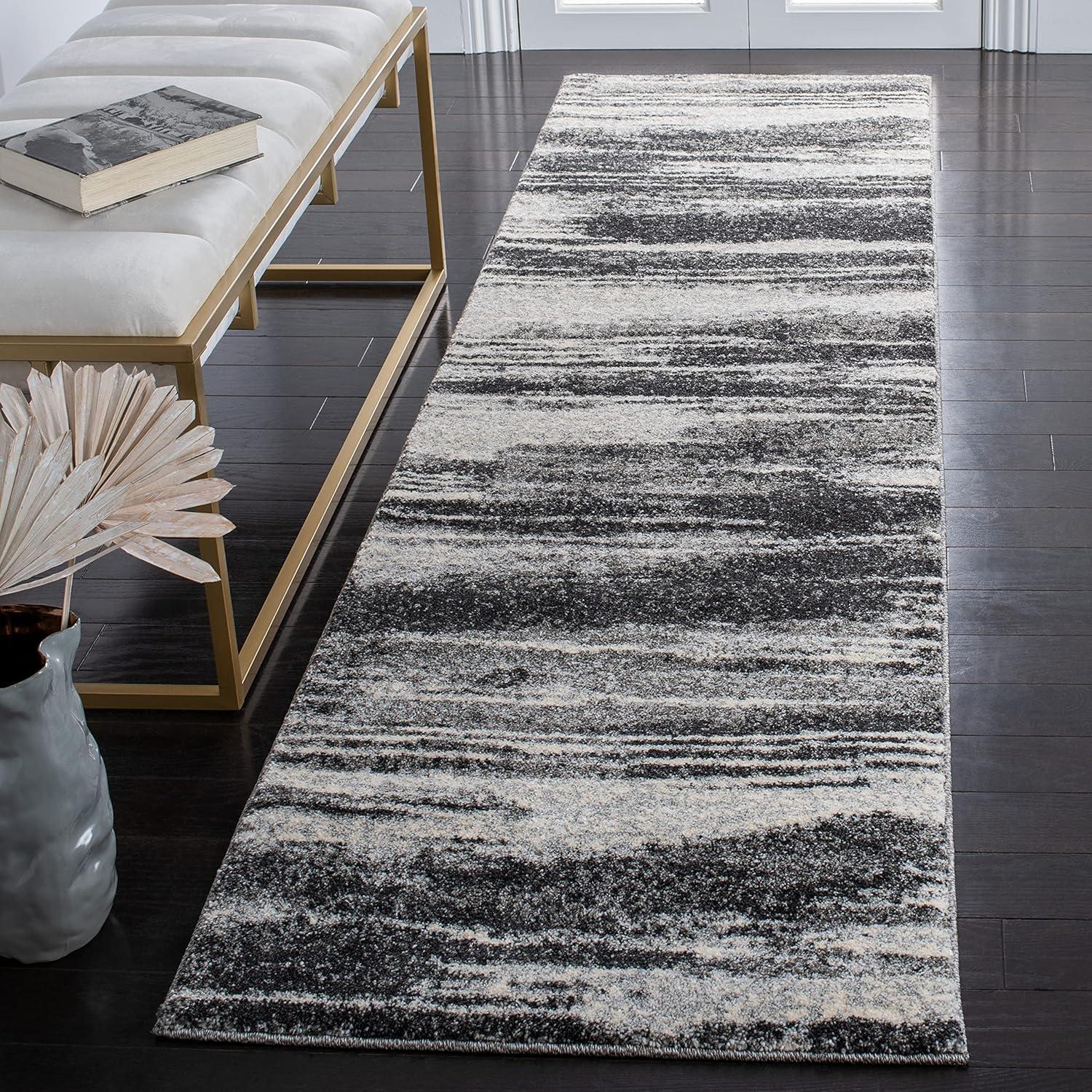 image:imageSAFAVIEH Retro Collection Area Rug 8 Square Light Blue amp Blue Modern Abstract Design NonShedding amp Easy Care Ideal for High Traffic Areas in Living Room Bedroom RET26936065Dark GreyLight Grey