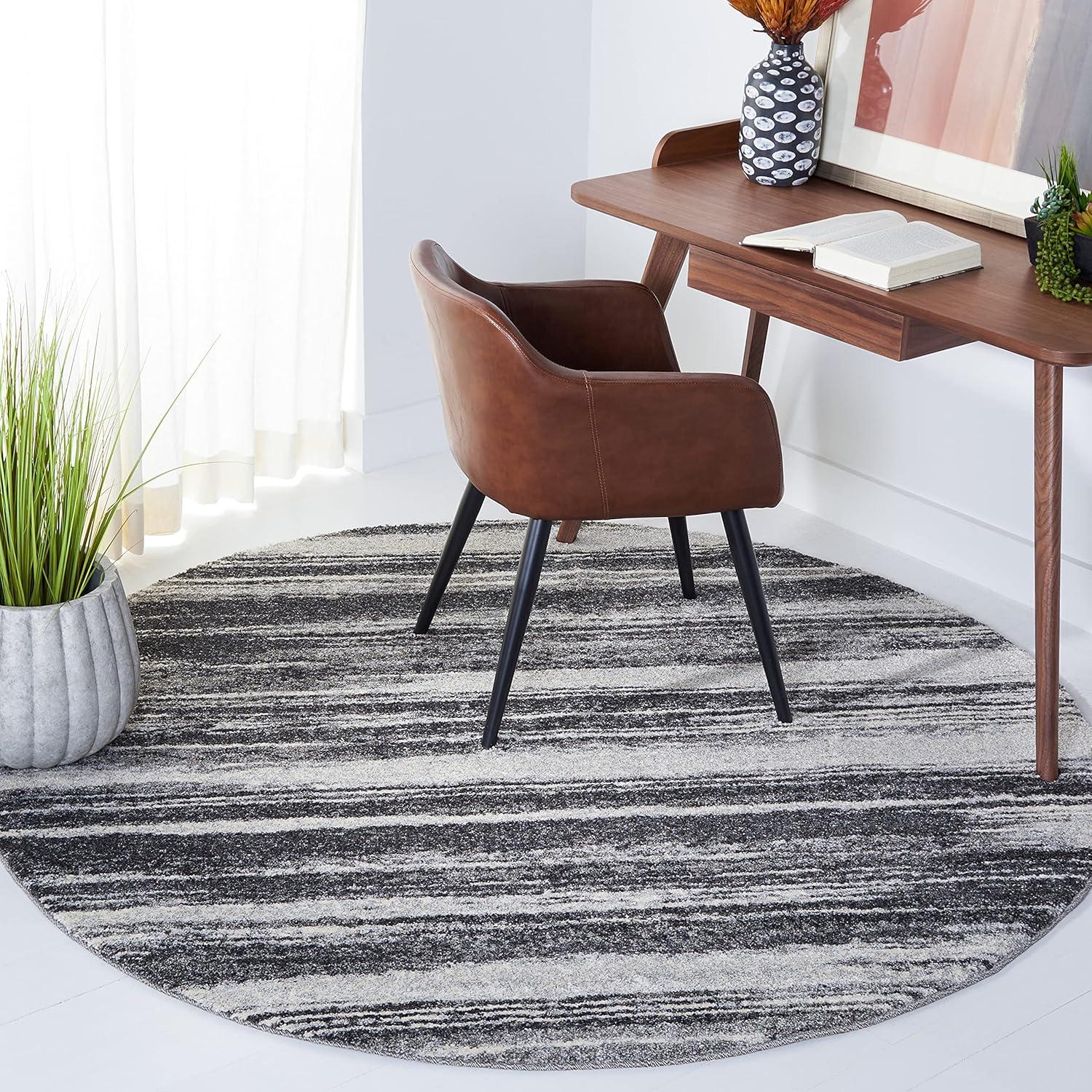 image:imageSAFAVIEH Retro Collection Area Rug 8 Square Light Blue amp Blue Modern Abstract Design NonShedding amp Easy Care Ideal for High Traffic Areas in Living Room Bedroom RET26936065Dark GreyLight Grey