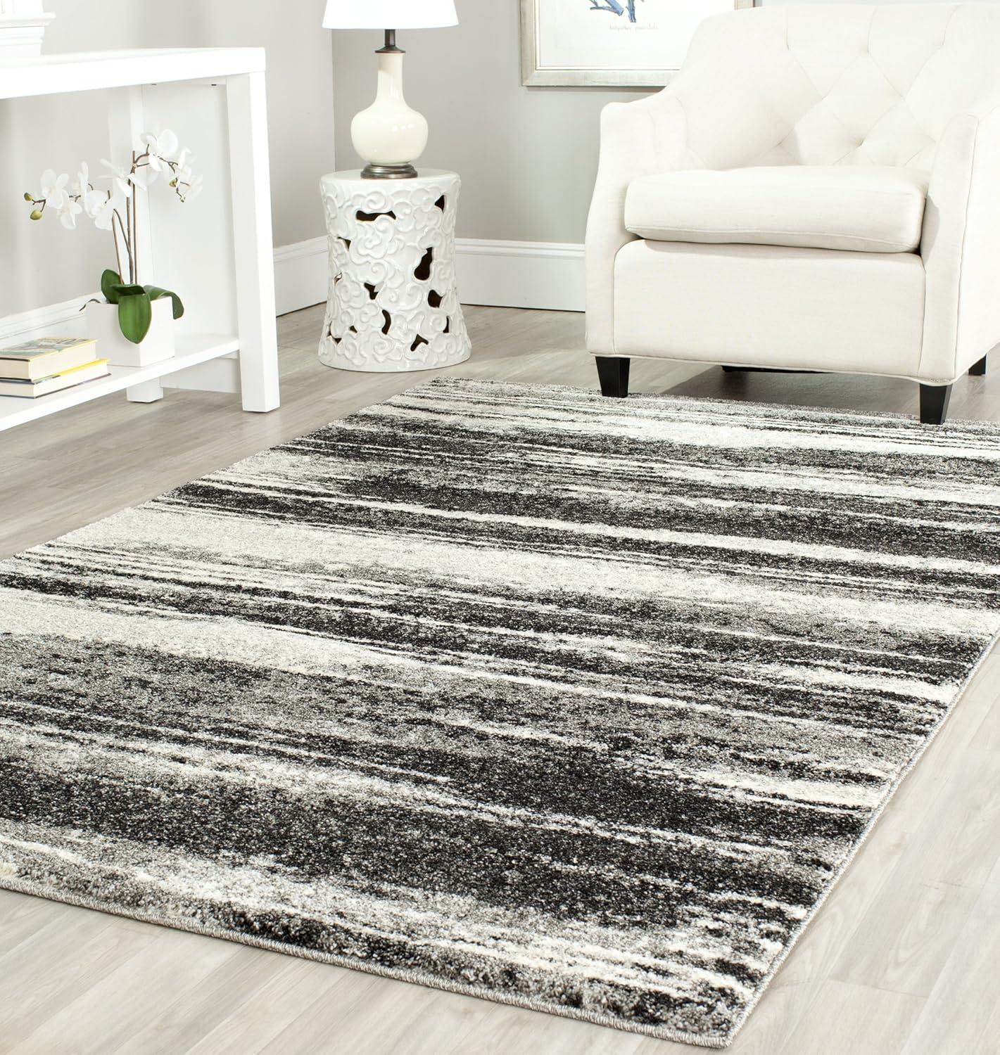 image:imageSAFAVIEH Retro Collection Area Rug 8 Square Light Blue amp Blue Modern Abstract Design NonShedding amp Easy Care Ideal for High Traffic Areas in Living Room Bedroom RET26936065Dark GreyLight Grey