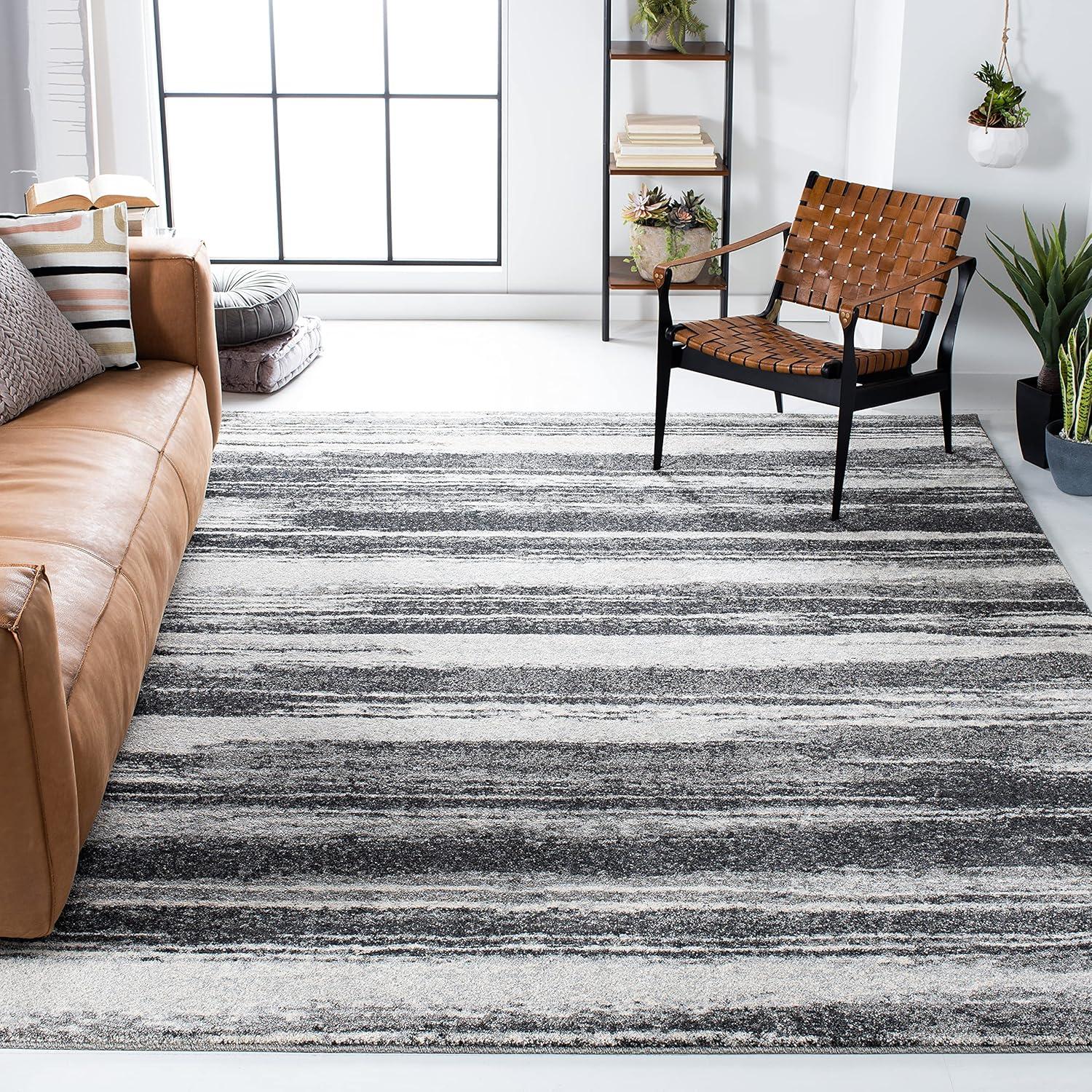image:imageSAFAVIEH Retro Collection Area Rug 8 Square Light Blue amp Blue Modern Abstract Design NonShedding amp Easy Care Ideal for High Traffic Areas in Living Room Bedroom RET26936065Dark GreyLight Grey