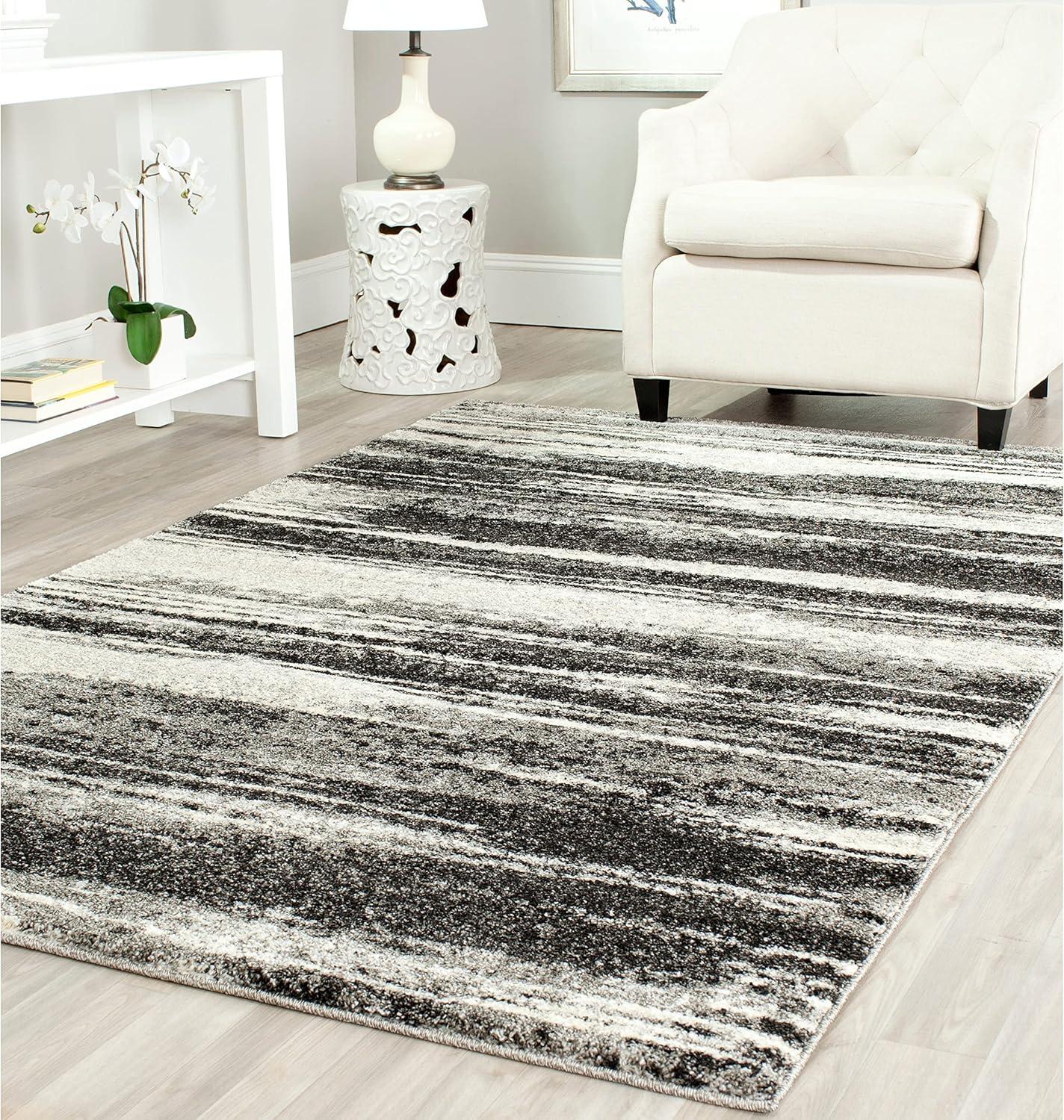 image:imageSAFAVIEH Retro Collection Area Rug 8 Square Light Blue amp Blue Modern Abstract Design NonShedding amp Easy Care Ideal for High Traffic Areas in Living Room Bedroom RET26936065Dark GreyLight Grey