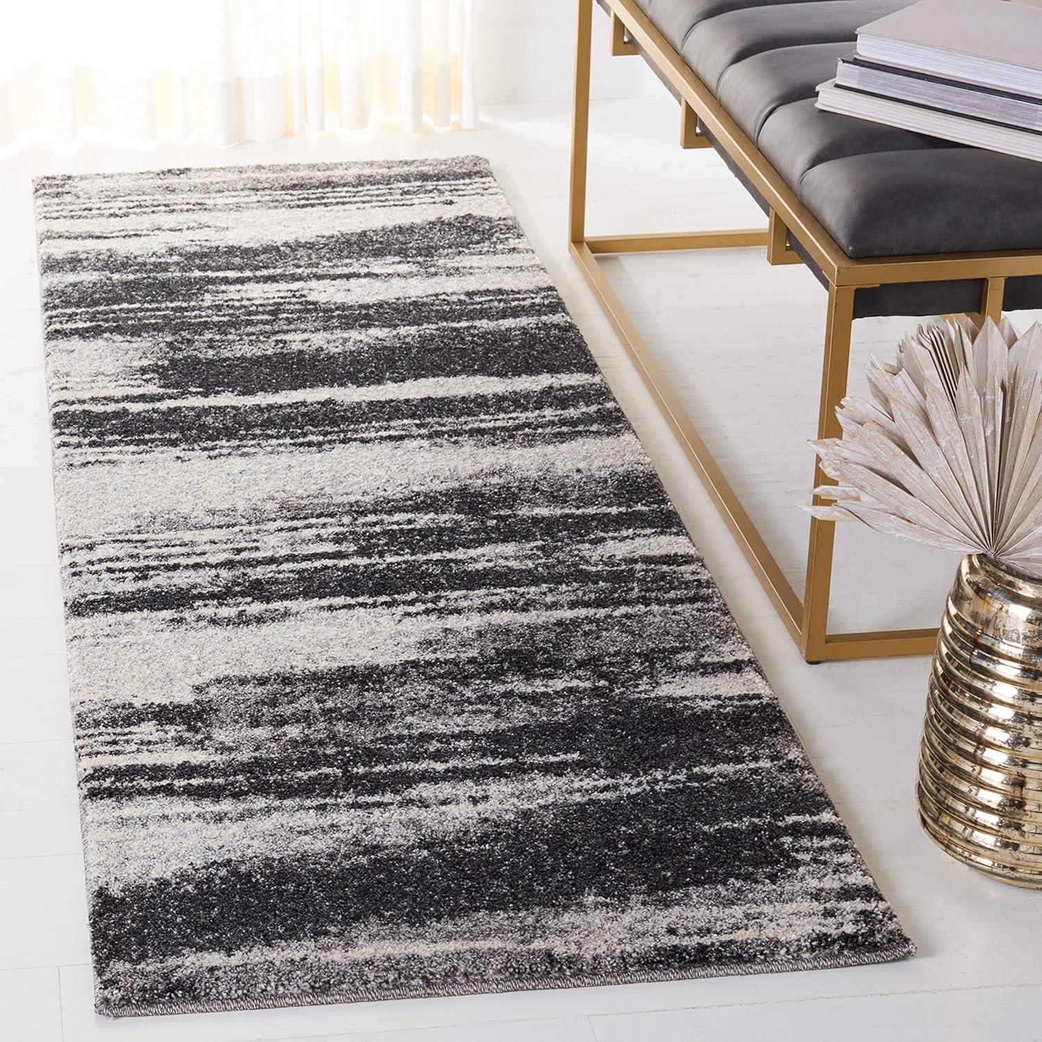 image:imageSAFAVIEH Retro Collection Area Rug 8 Square Light Blue amp Blue Modern Abstract Design NonShedding amp Easy Care Ideal for High Traffic Areas in Living Room Bedroom RET26936065Dark GreyLight Grey