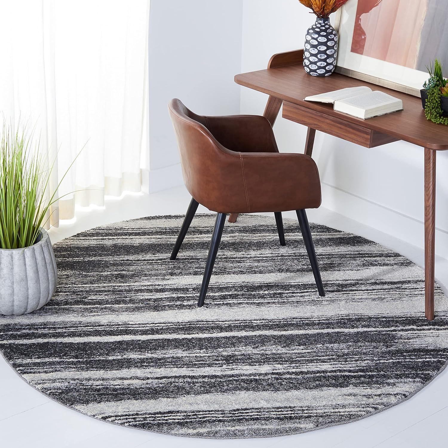 image:imageSAFAVIEH Retro Collection Area Rug 8 Square Light Blue amp Blue Modern Abstract Design NonShedding amp Easy Care Ideal for High Traffic Areas in Living Room Bedroom RET26936065Dark GreyLight Grey