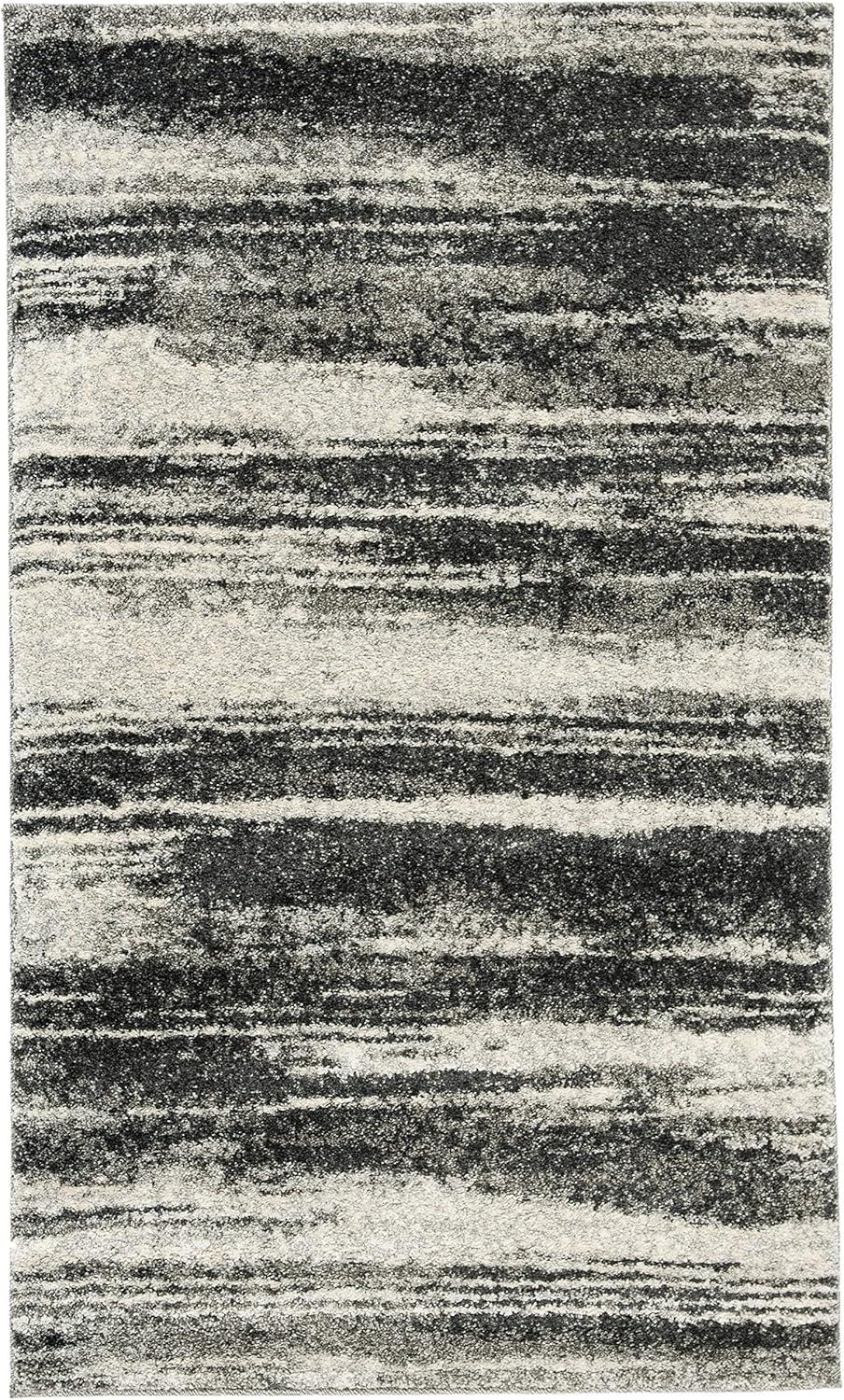 image:imageSAFAVIEH Retro Collection Area Rug 8 Square Light Blue amp Blue Modern Abstract Design NonShedding amp Easy Care Ideal for High Traffic Areas in Living Room Bedroom RET26936065Dark GreyLight Grey