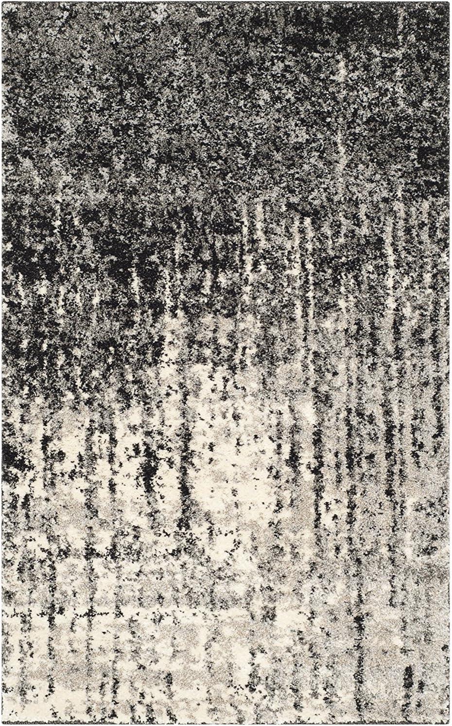 image:imageSAFAVIEH Retro Collection Area Rug 8 x 10 Black amp Light Grey Modern Abstract Design NonShedding amp Easy Care Ideal for High Traffic Areas in Living Room Bedroom RET27709079BlackLight Grey