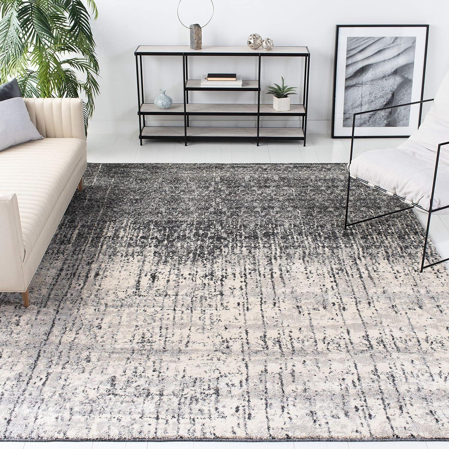 image:imageSAFAVIEH Retro Collection Area Rug 8 x 10 Black amp Light Grey Modern Abstract Design NonShedding amp Easy Care Ideal for High Traffic Areas in Living Room Bedroom RET27709079BlackLight Grey