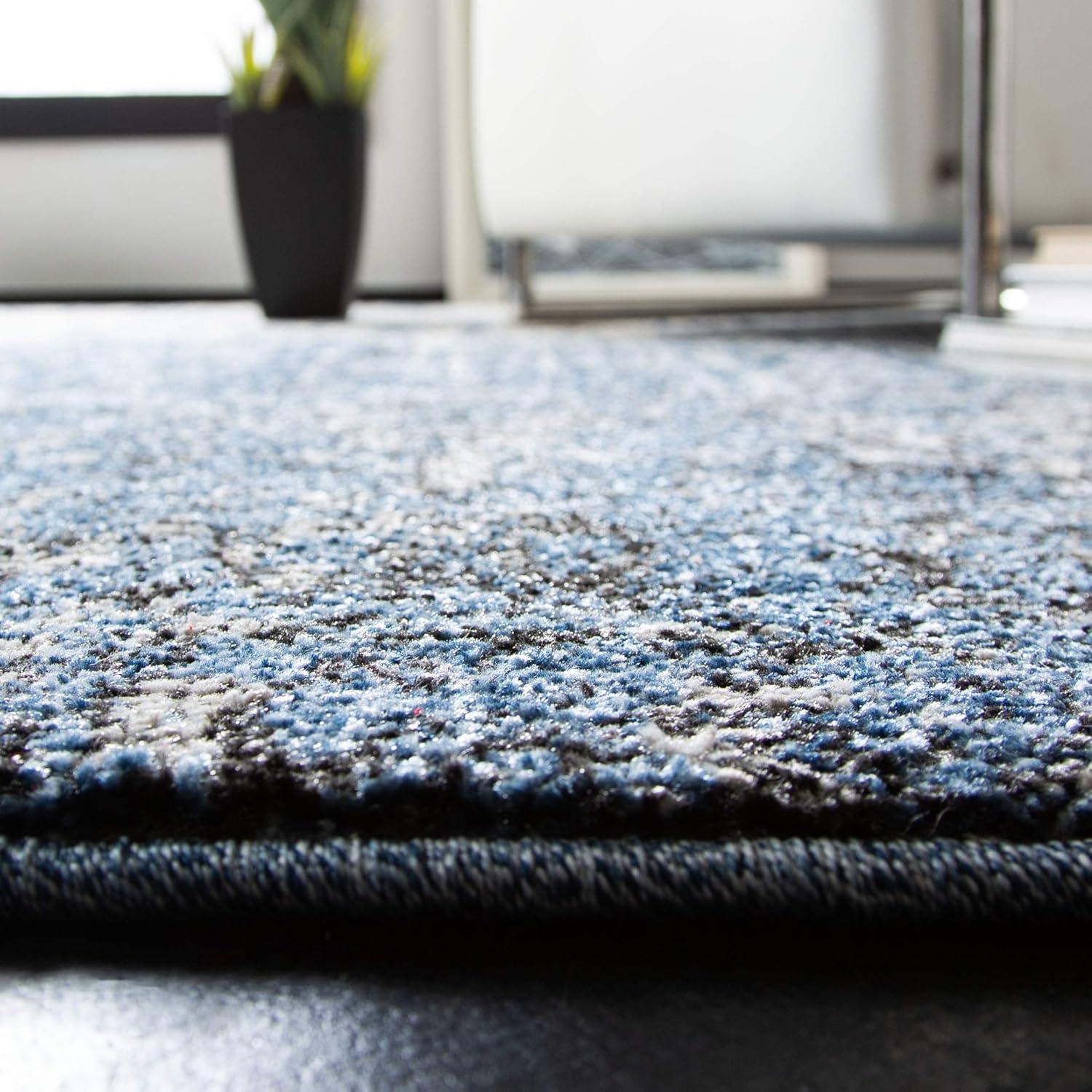 image:imageSAFAVIEH Retro Collection Area Rug 8 x 10 Black amp Light Grey Modern Abstract Design NonShedding amp Easy Care Ideal for High Traffic Areas in Living Room Bedroom RET27709079Light BlueBlue
