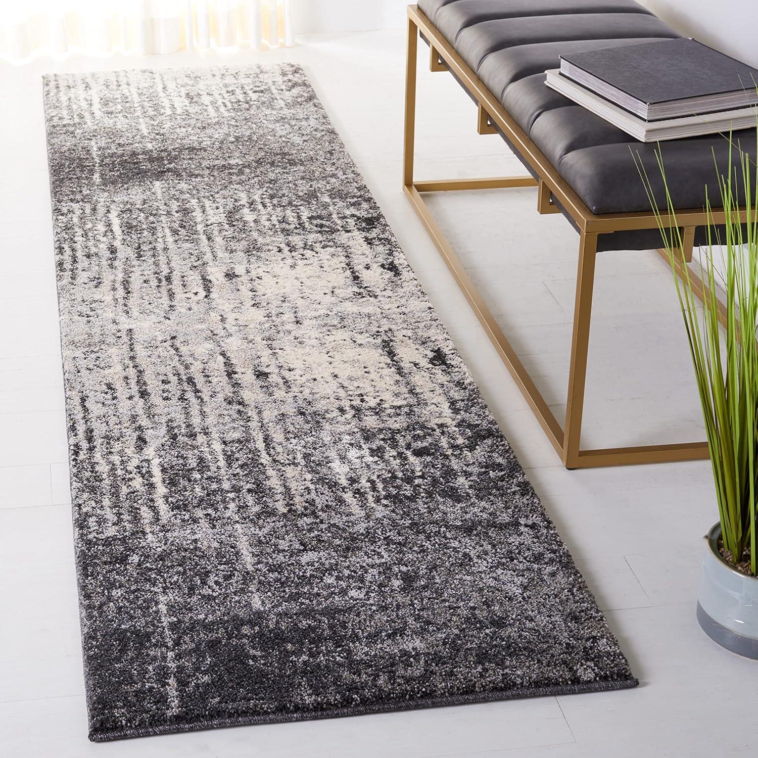 image:imageSAFAVIEH Retro Collection Area Rug 8 x 10 Black amp Light Grey Modern Abstract Design NonShedding amp Easy Care Ideal for High Traffic Areas in Living Room Bedroom RET27709079BlackLight Grey