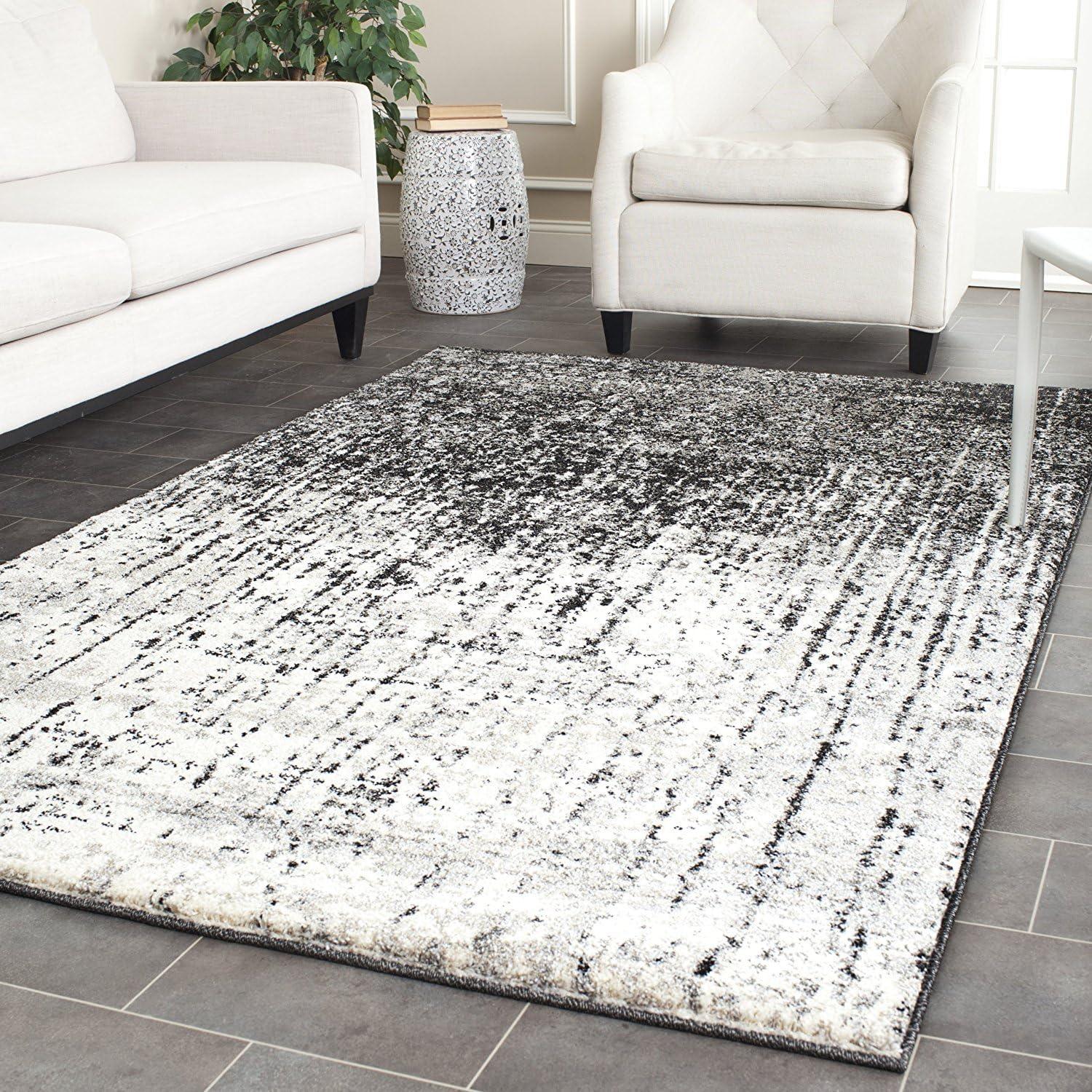 image:imageSAFAVIEH Retro Collection Area Rug 8 x 10 Black amp Light Grey Modern Abstract Design NonShedding amp Easy Care Ideal for High Traffic Areas in Living Room Bedroom RET27709079BlackLight Grey