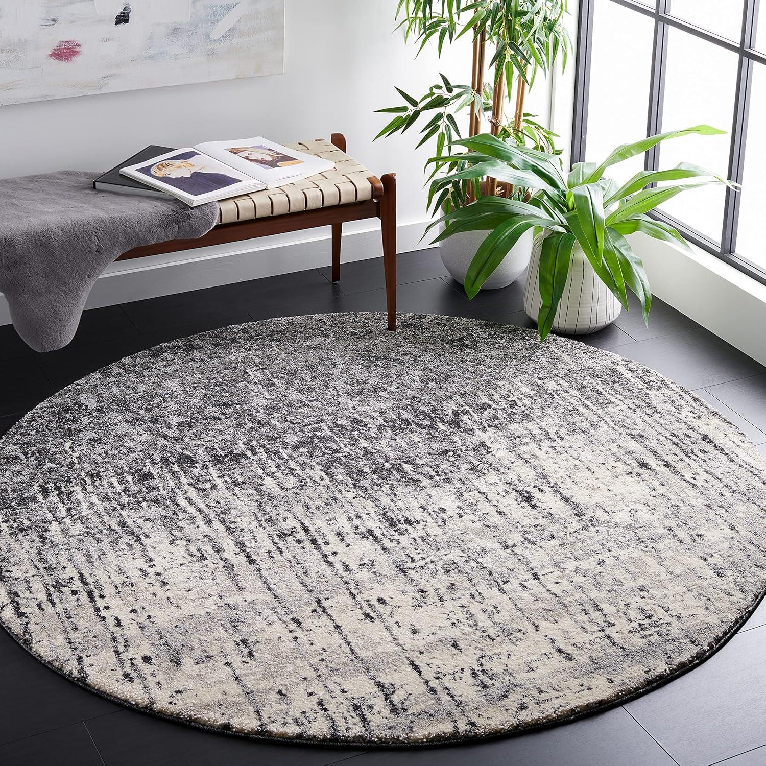 image:imageSAFAVIEH Retro Collection Area Rug 8 x 10 Black amp Light Grey Modern Abstract Design NonShedding amp Easy Care Ideal for High Traffic Areas in Living Room Bedroom RET27709079BlackLight Grey