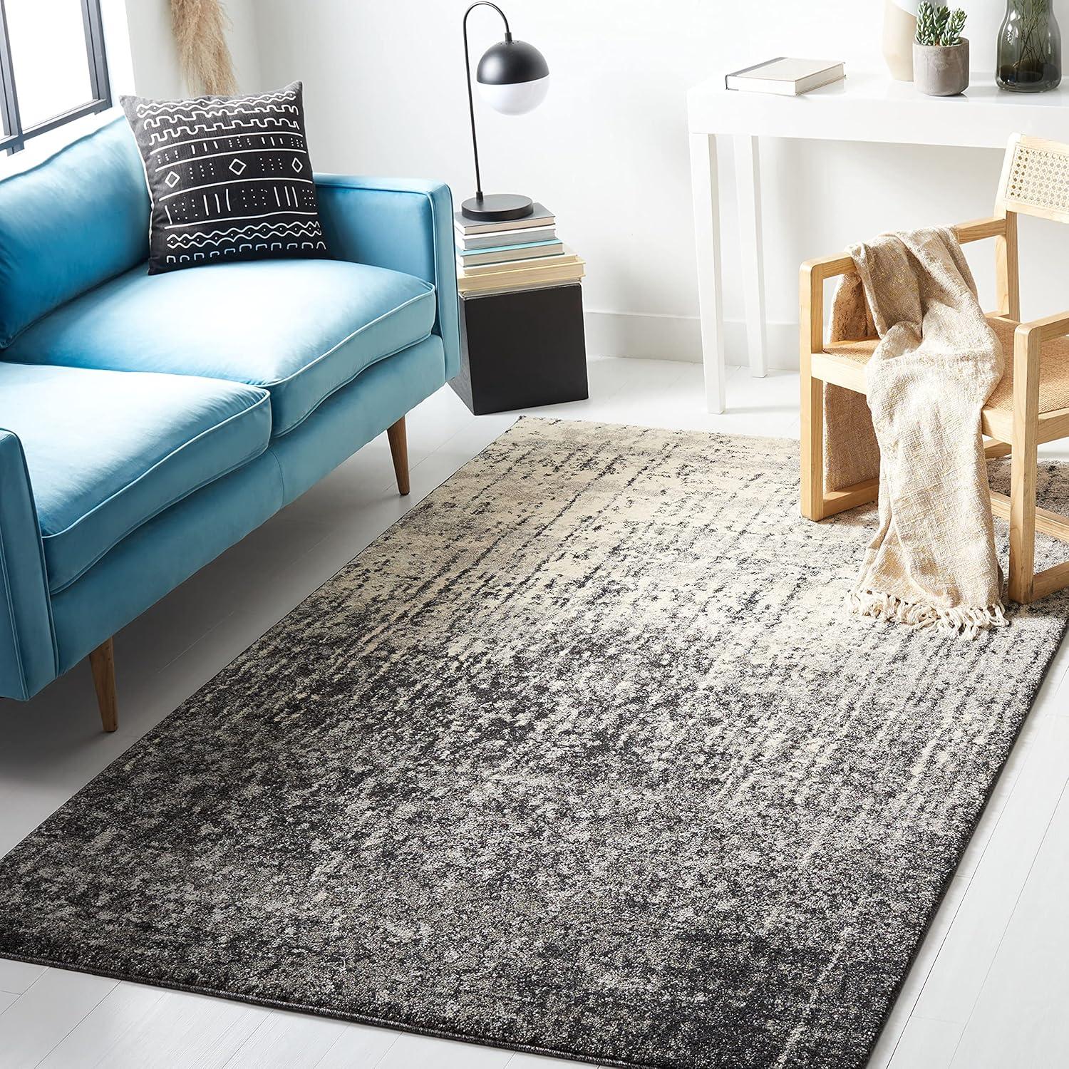image:imageSAFAVIEH Retro Collection Area Rug 8 x 10 Black amp Light Grey Modern Abstract Design NonShedding amp Easy Care Ideal for High Traffic Areas in Living Room Bedroom RET27709079BlackLight Grey