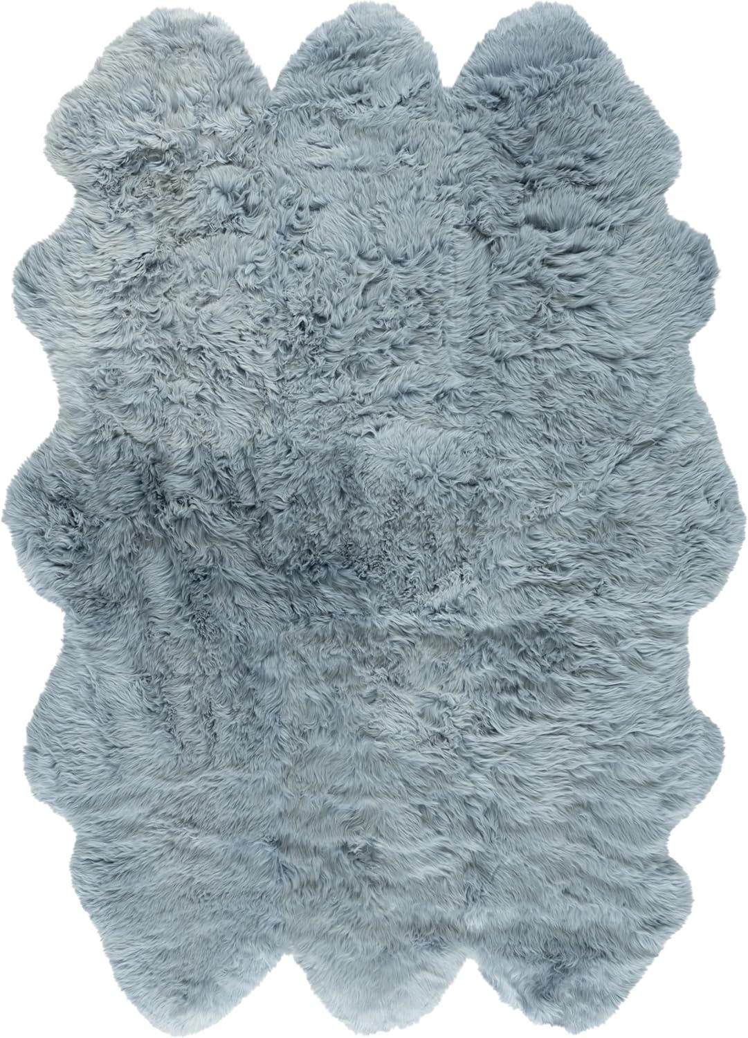 image:imageSAFAVIEH Sheep Skin Collection Accent Rug 3 x 5 Steel Blue Handmade Rustic Glam Genuine Pelt 34inch Thick Ideal for High Traffic Areas in Entryway Living Room Bedroom SHS121BSteel Blue