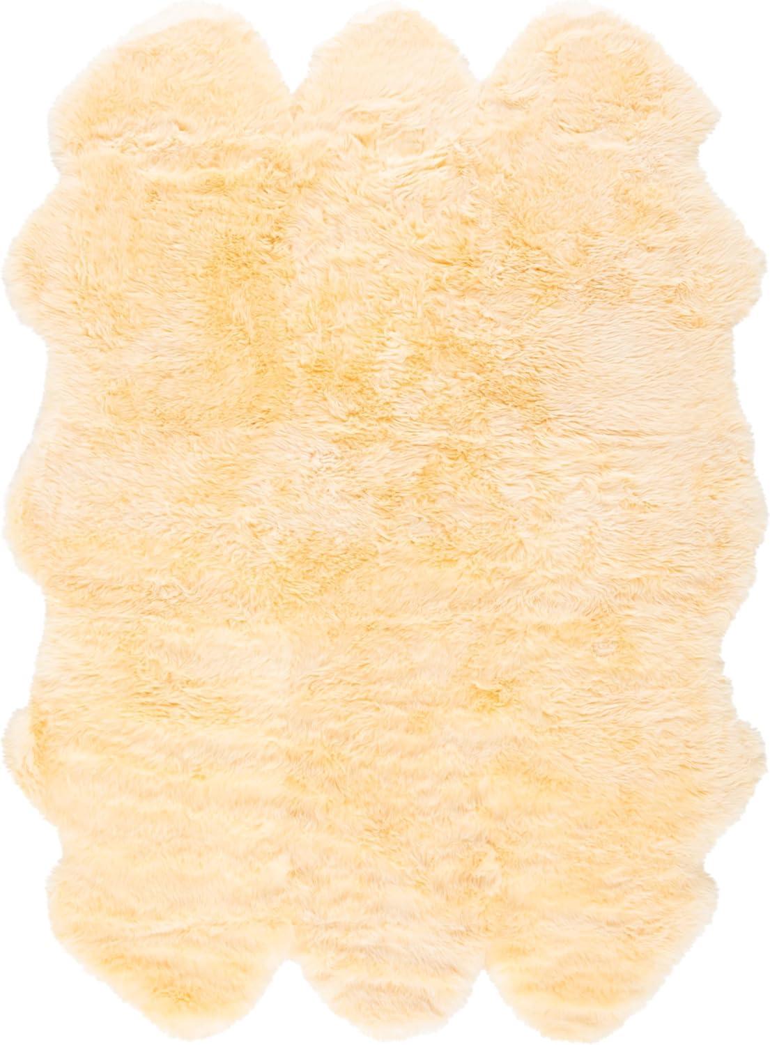image:imageSAFAVIEH Sheep Skin Collection Accent Rug 3 x 5 Steel Blue Handmade Rustic Glam Genuine Pelt 34inch Thick Ideal for High Traffic Areas in Entryway Living Room Bedroom SHS121BChampagne