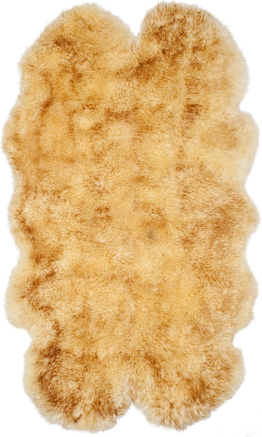 image:imageSAFAVIEH Sheep Skin Collection Accent Rug 3 x 5 Steel Blue Handmade Rustic Glam Genuine Pelt 34inch Thick Ideal for High Traffic Areas in Entryway Living Room Bedroom SHS121BChampagneCopper Brown