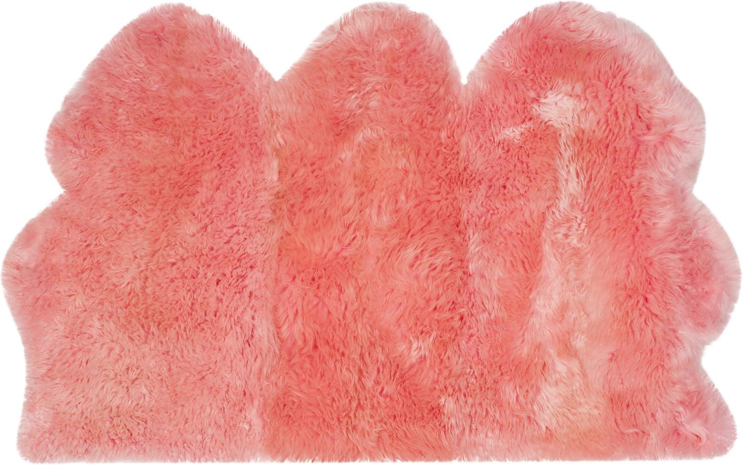 image:imageSAFAVIEH Sheep Skin Collection Accent Rug 3 x 5 Steel Blue Handmade Rustic Glam Genuine Pelt 34inch Thick Ideal for High Traffic Areas in Entryway Living Room Bedroom SHS121BSolid Pink