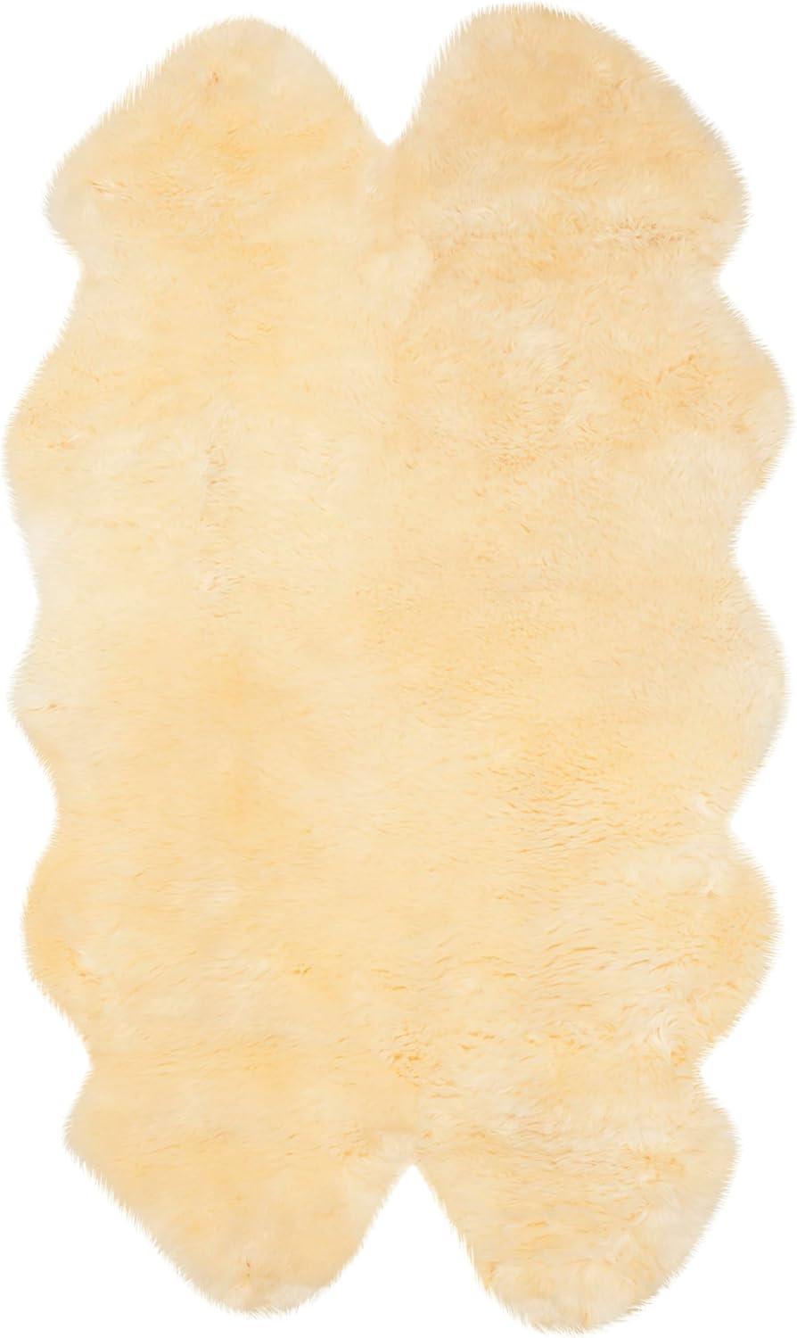 image:imageSAFAVIEH Sheep Skin Collection Accent Rug 3 x 5 Steel Blue Handmade Rustic Glam Genuine Pelt 34inch Thick Ideal for High Traffic Areas in Entryway Living Room Bedroom SHS121BChampagne