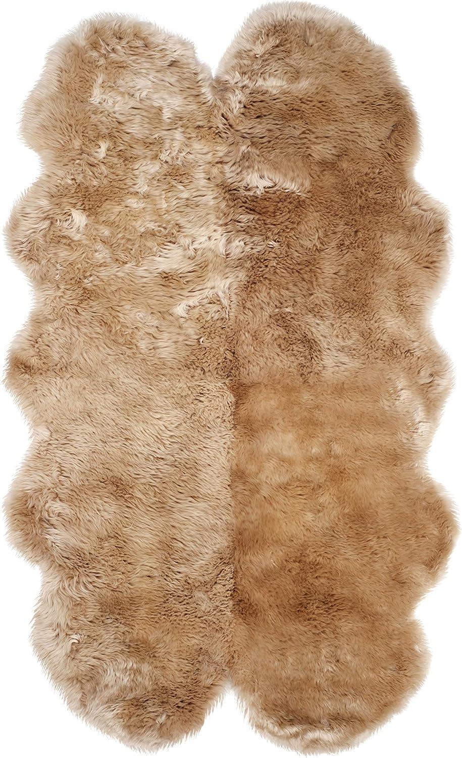 image:imageSAFAVIEH Sheep Skin Collection Accent Rug 3 x 5 Steel Blue Handmade Rustic Glam Genuine Pelt 34inch Thick Ideal for High Traffic Areas in Entryway Living Room Bedroom SHS121BNatural Beige