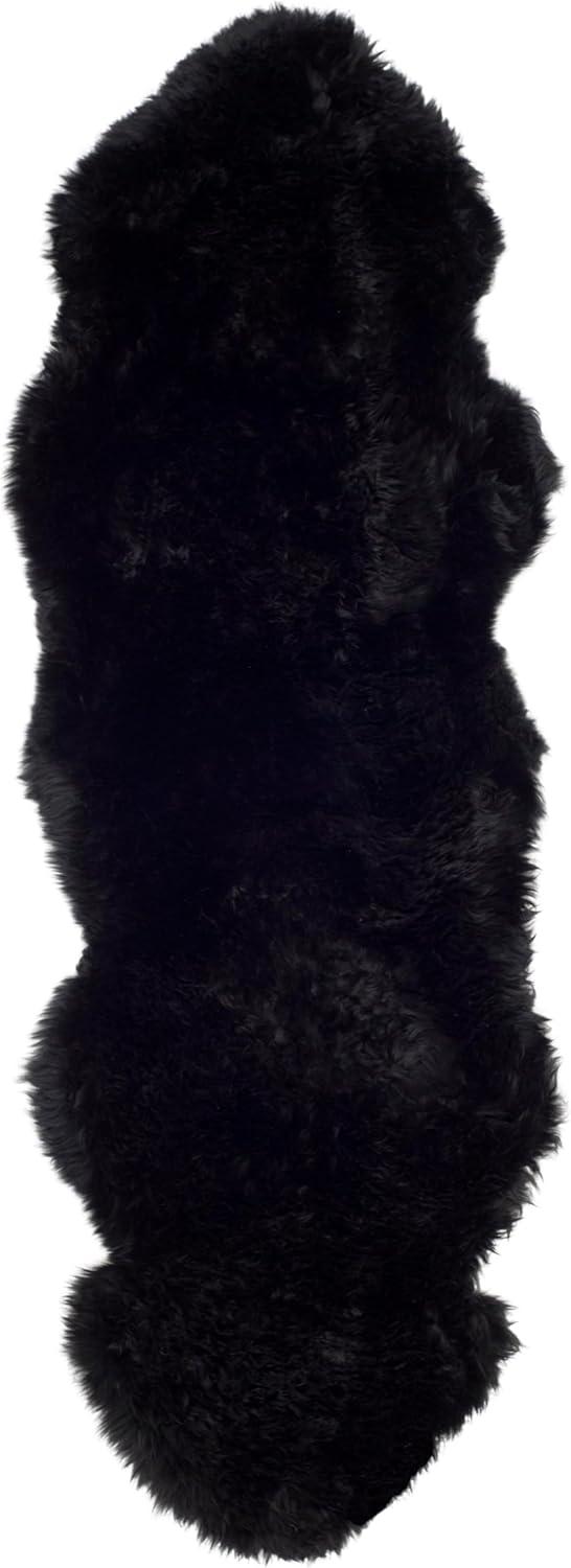 image:imageSAFAVIEH Sheep Skin Collection Accent Rug 3 x 5 Steel Blue Handmade Rustic Glam Genuine Pelt 34inch Thick Ideal for High Traffic Areas in Entryway Living Room Bedroom SHS121BMidnight Black