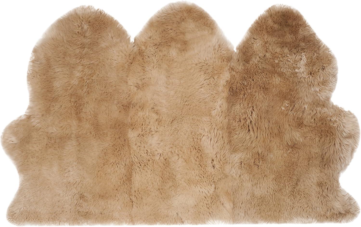 image:imageSAFAVIEH Sheep Skin Collection Accent Rug 3 x 5 Steel Blue Handmade Rustic Glam Genuine Pelt 34inch Thick Ideal for High Traffic Areas in Entryway Living Room Bedroom SHS121BNatural Beige