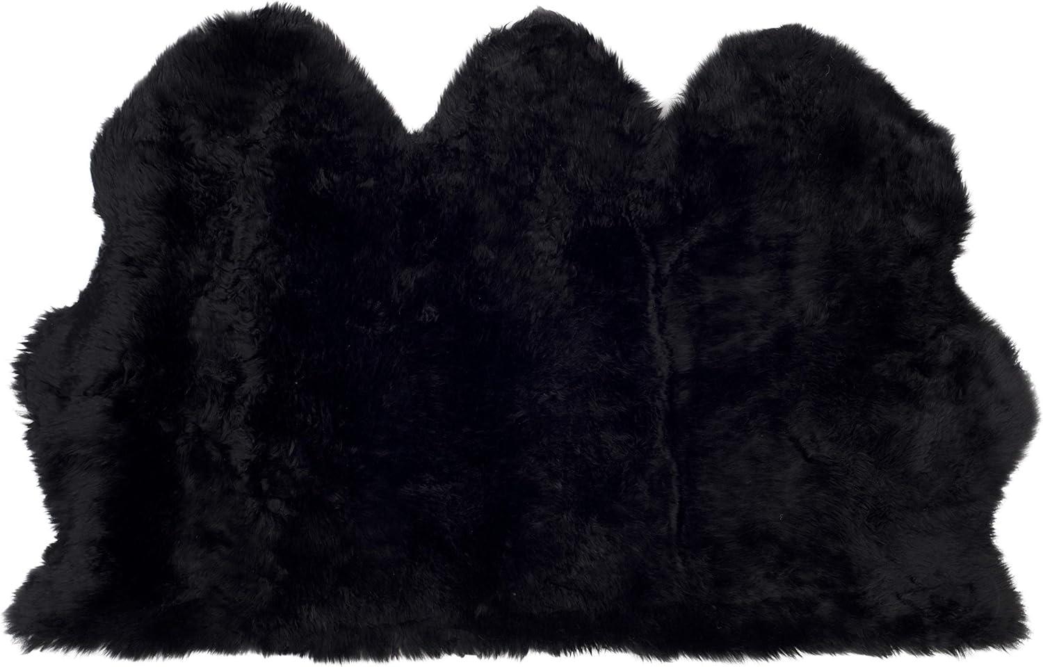 image:imageSAFAVIEH Sheep Skin Collection Accent Rug 3 x 5 Steel Blue Handmade Rustic Glam Genuine Pelt 34inch Thick Ideal for High Traffic Areas in Entryway Living Room Bedroom SHS121BMidnight Black