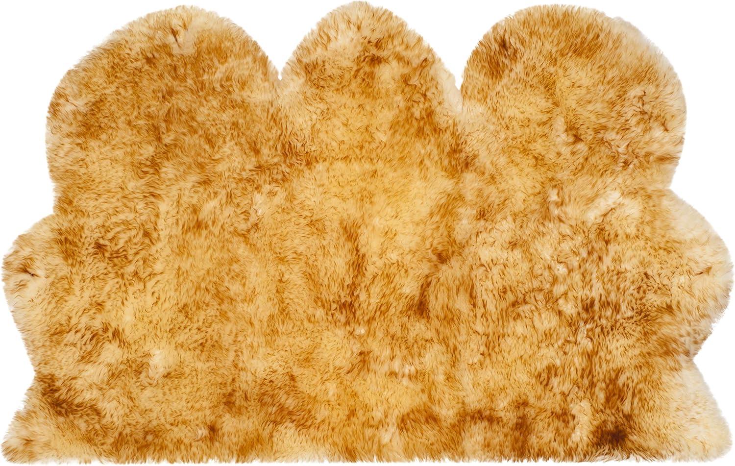 image:imageSAFAVIEH Sheep Skin Collection Accent Rug 3 x 5 Steel Blue Handmade Rustic Glam Genuine Pelt 34inch Thick Ideal for High Traffic Areas in Entryway Living Room Bedroom SHS121BChampagneCopper Brown