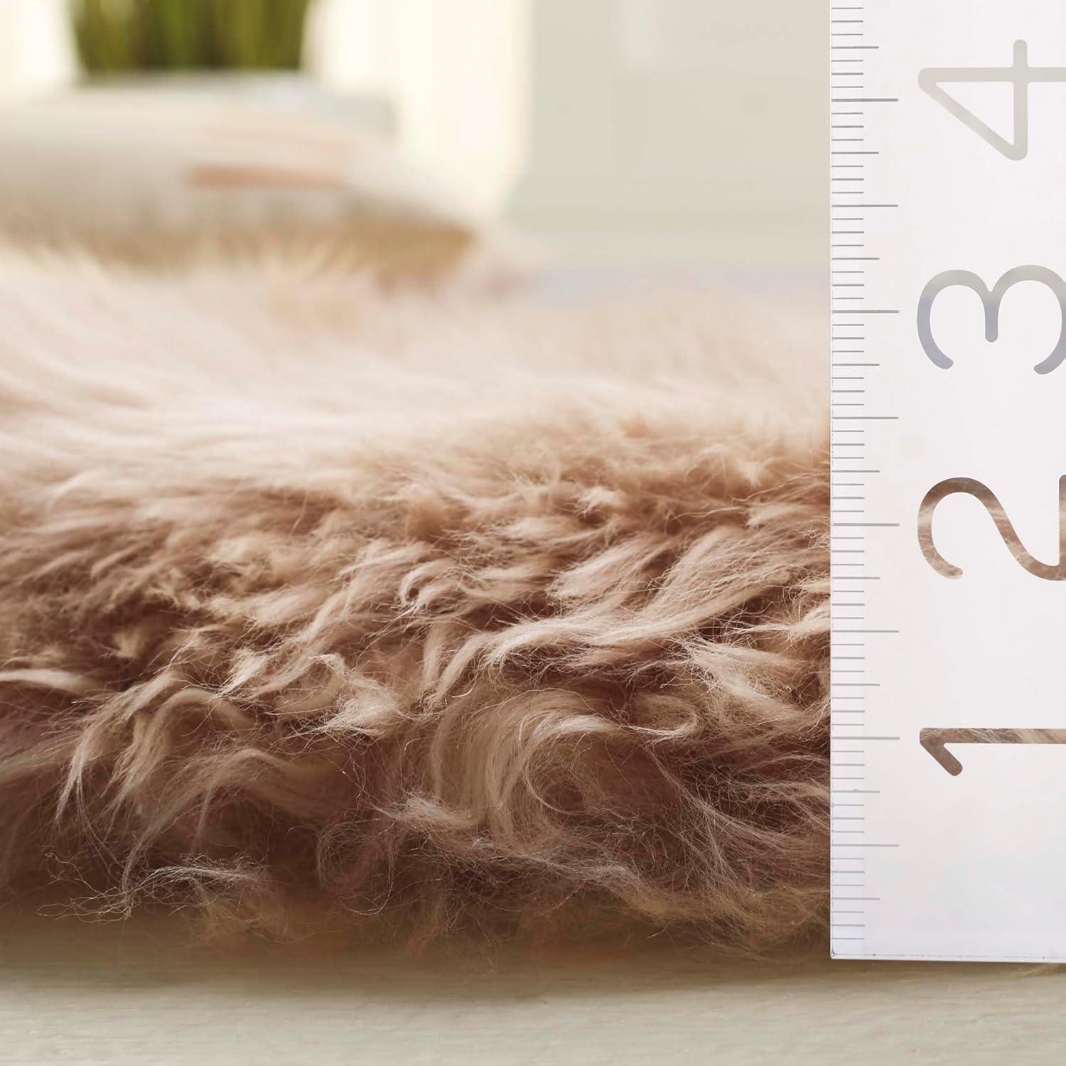 image:imageSAFAVIEH Sheep Skin Collection Accent Rug 3 x 5 Steel Blue Handmade Rustic Glam Genuine Pelt 34inch Thick Ideal for High Traffic Areas in Entryway Living Room Bedroom SHS121BNatural Beige