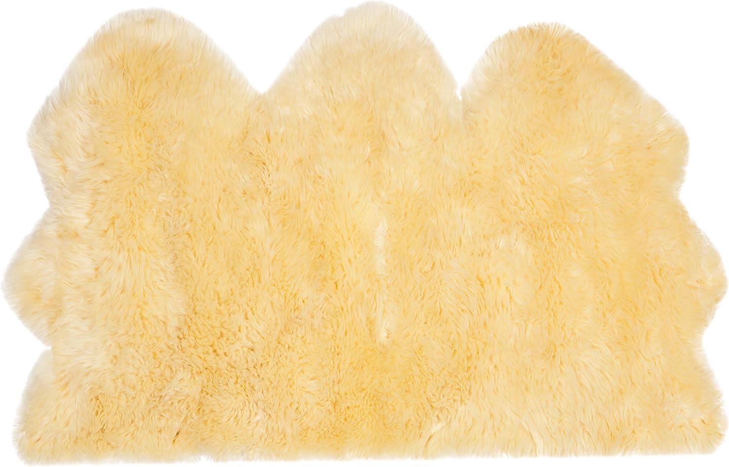 image:imageSAFAVIEH Sheep Skin Collection Accent Rug 3 x 5 Steel Blue Handmade Rustic Glam Genuine Pelt 34inch Thick Ideal for High Traffic Areas in Entryway Living Room Bedroom SHS121BChampagne