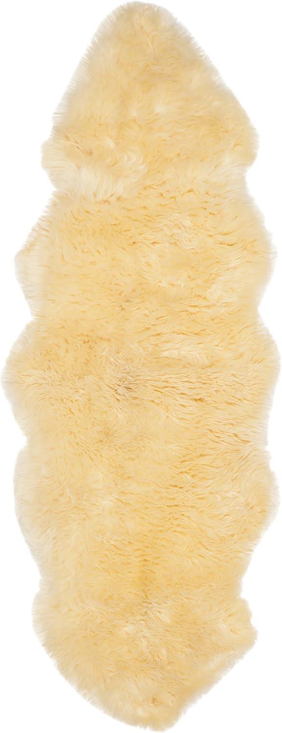 image:imageSAFAVIEH Sheep Skin Collection Accent Rug 3 x 5 Steel Blue Handmade Rustic Glam Genuine Pelt 34inch Thick Ideal for High Traffic Areas in Entryway Living Room Bedroom SHS121BChampagne