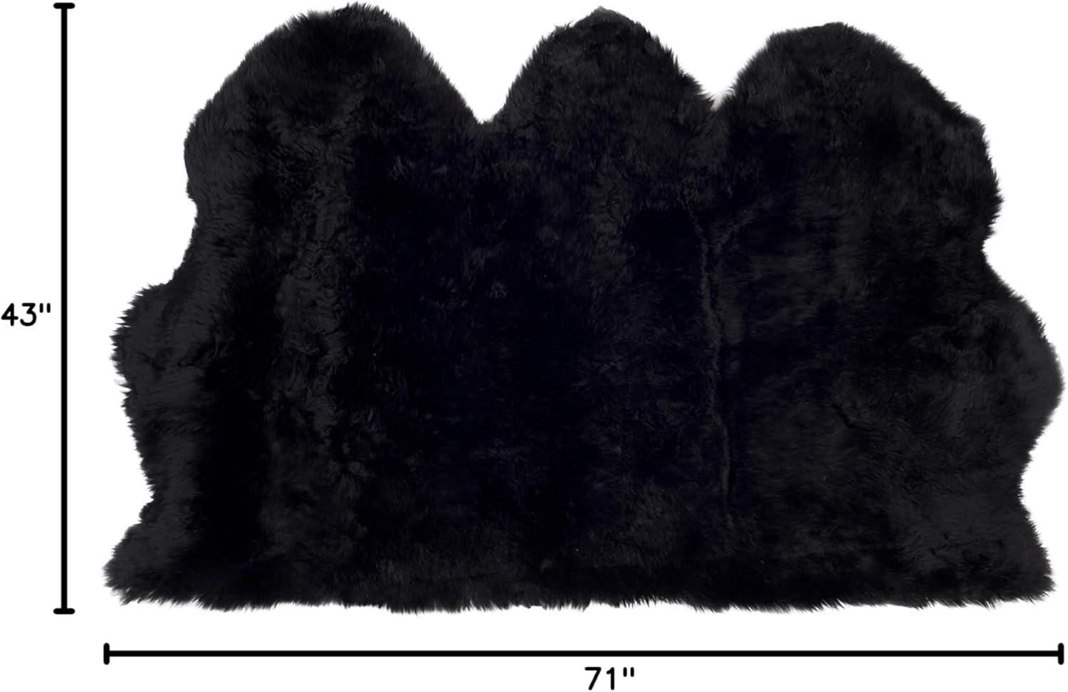 image:imageSAFAVIEH Sheep Skin Collection Accent Rug 3 x 5 Steel Blue Handmade Rustic Glam Genuine Pelt 34inch Thick Ideal for High Traffic Areas in Entryway Living Room Bedroom SHS121BMidnight Black