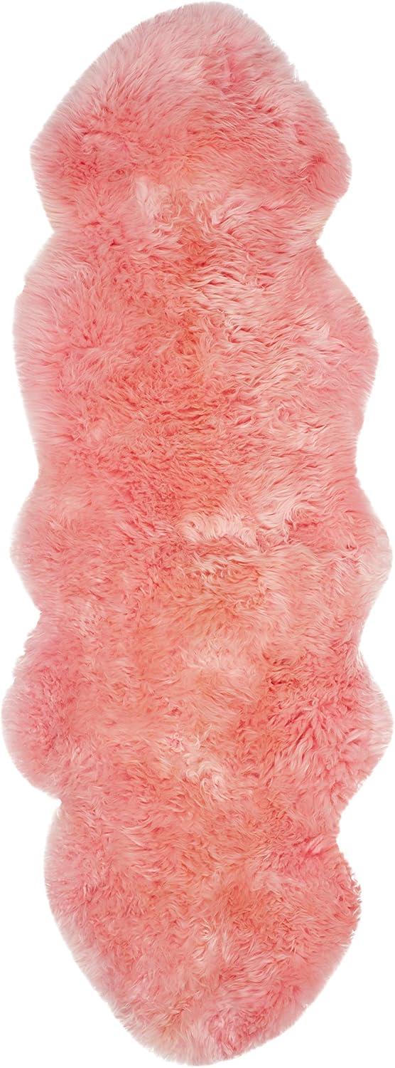 image:imageSAFAVIEH Sheep Skin Collection Accent Rug 3 x 5 Steel Blue Handmade Rustic Glam Genuine Pelt 34inch Thick Ideal for High Traffic Areas in Entryway Living Room Bedroom SHS121BSolid Pink