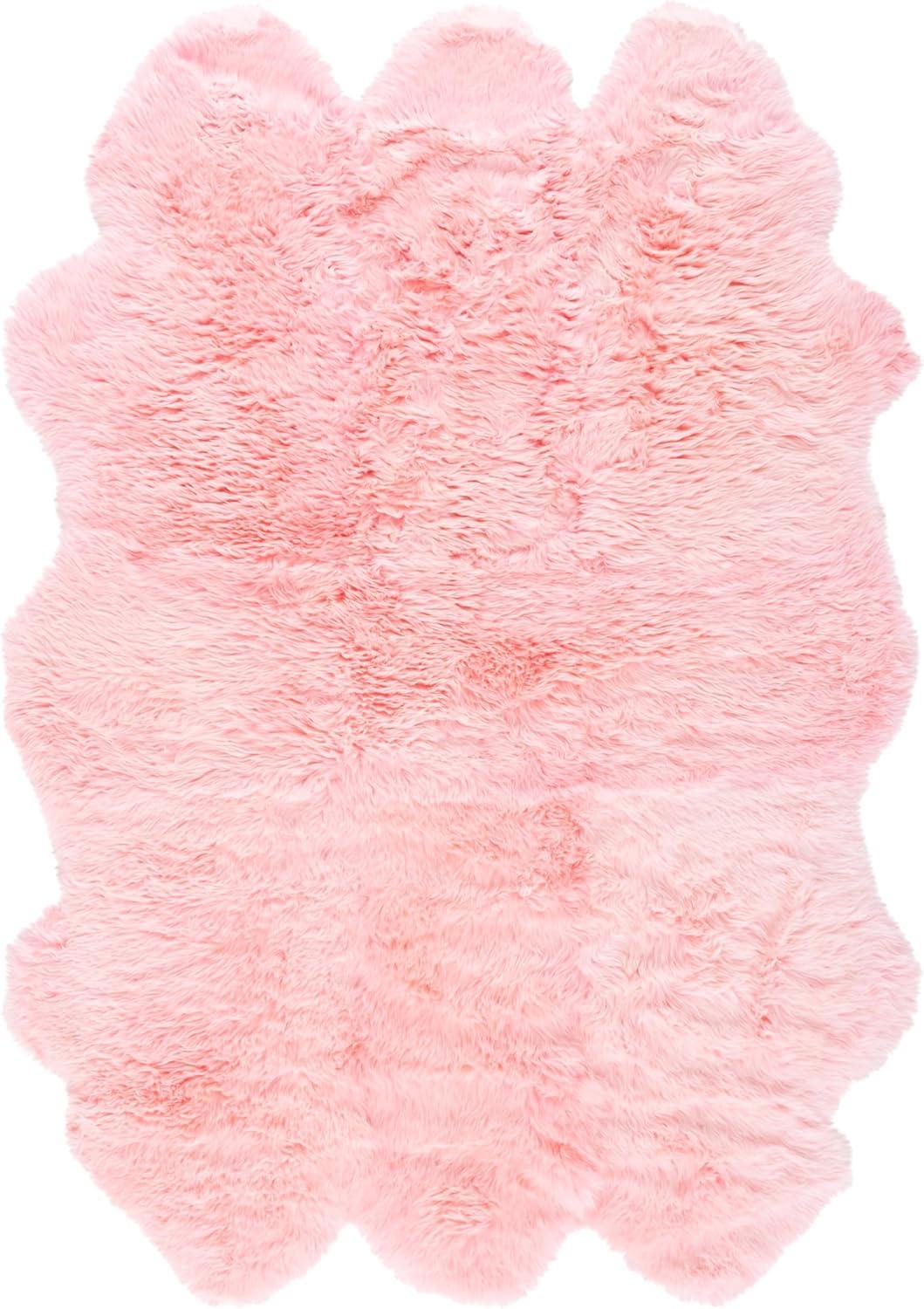 image:imageSAFAVIEH Sheep Skin Collection Accent Rug 3 x 5 Steel Blue Handmade Rustic Glam Genuine Pelt 34inch Thick Ideal for High Traffic Areas in Entryway Living Room Bedroom SHS121BSolid Pink