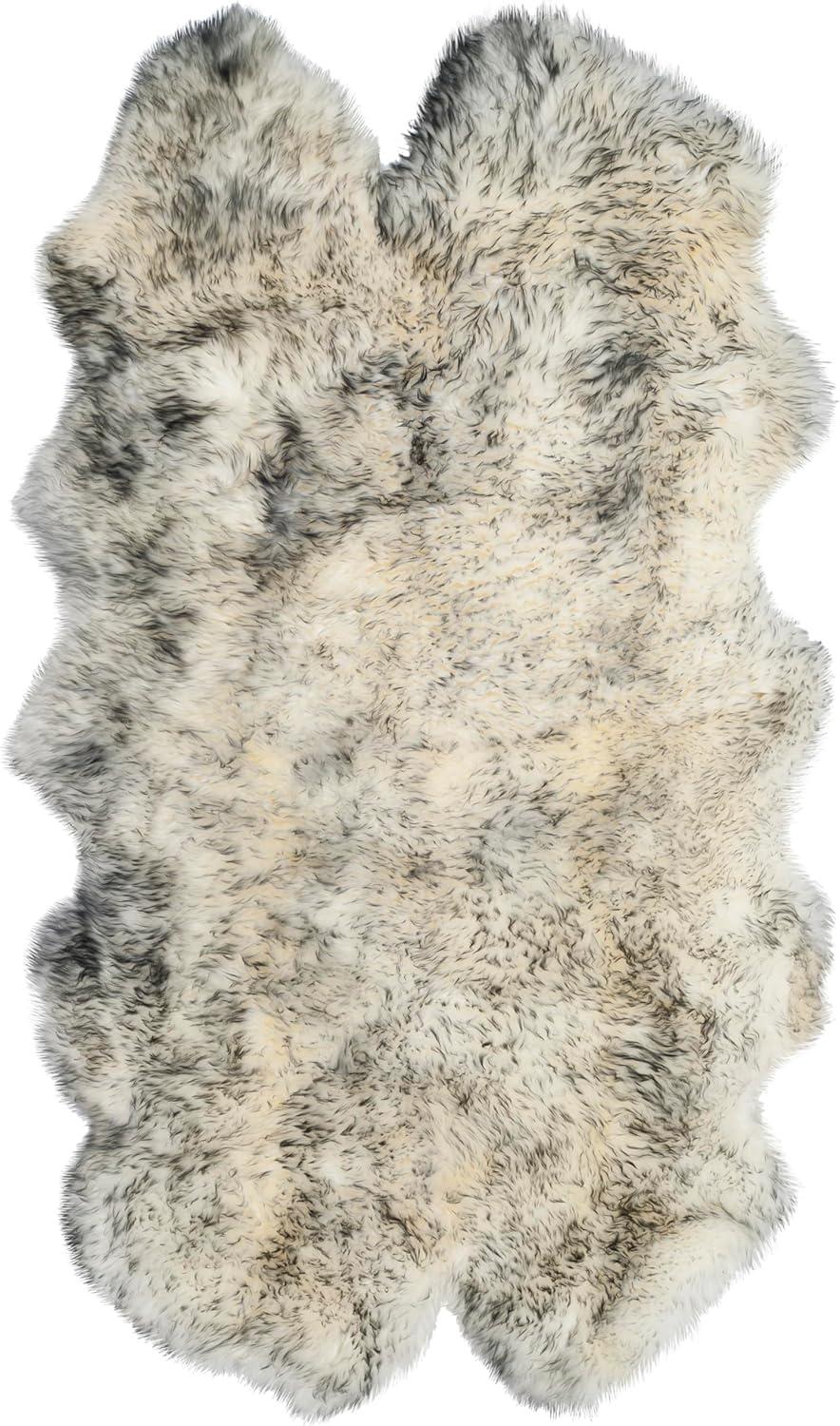 image:imageSAFAVIEH Sheep Skin Collection Accent Rug 3 x 5 Steel Blue Handmade Rustic Glam Genuine Pelt 34inch Thick Ideal for High Traffic Areas in Entryway Living Room Bedroom SHS121BIvorySmoke Grey
