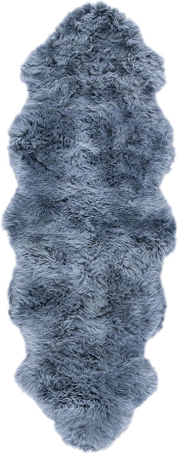 image:imageSAFAVIEH Sheep Skin Collection Accent Rug 3 x 5 Steel Blue Handmade Rustic Glam Genuine Pelt 34inch Thick Ideal for High Traffic Areas in Entryway Living Room Bedroom SHS121BGrey