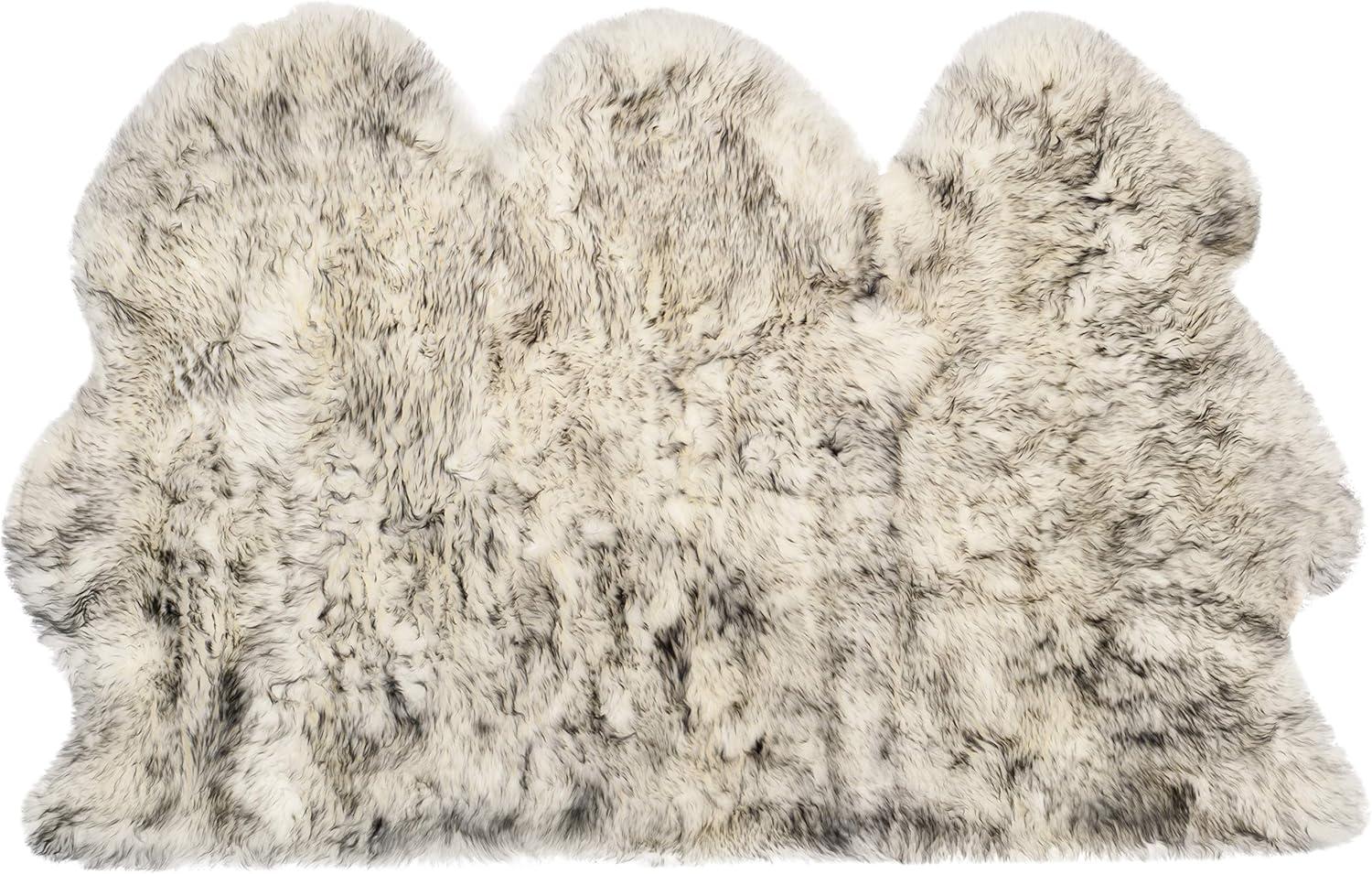 image:imageSAFAVIEH Sheep Skin Collection Accent Rug 3 x 5 Steel Blue Handmade Rustic Glam Genuine Pelt 34inch Thick Ideal for High Traffic Areas in Entryway Living Room Bedroom SHS121BIvorySmoke Grey