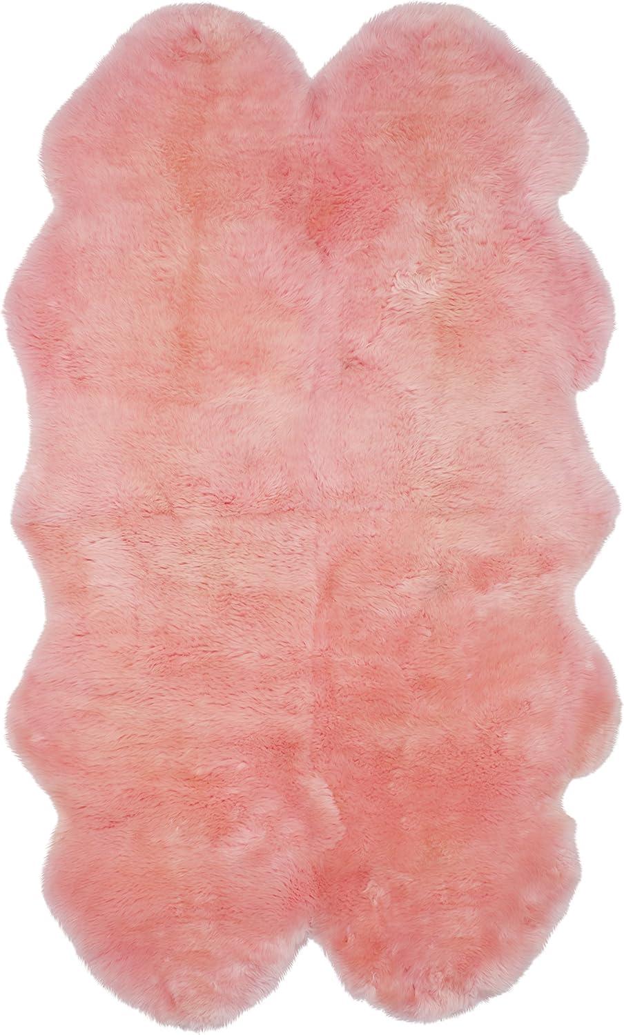 image:imageSAFAVIEH Sheep Skin Collection Accent Rug 3 x 5 Steel Blue Handmade Rustic Glam Genuine Pelt 34inch Thick Ideal for High Traffic Areas in Entryway Living Room Bedroom SHS121BSolid Pink