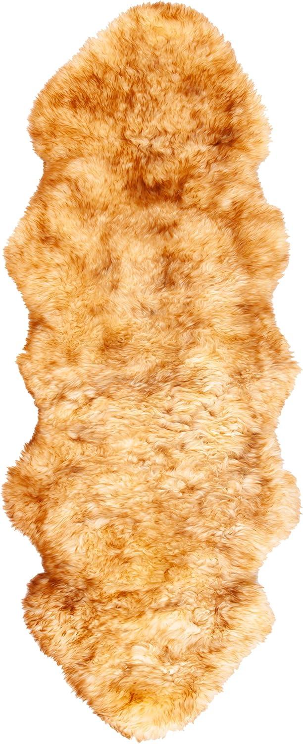 image:imageSAFAVIEH Sheep Skin Collection Accent Rug 3 x 5 Steel Blue Handmade Rustic Glam Genuine Pelt 34inch Thick Ideal for High Traffic Areas in Entryway Living Room Bedroom SHS121BChampagneCopper Brown