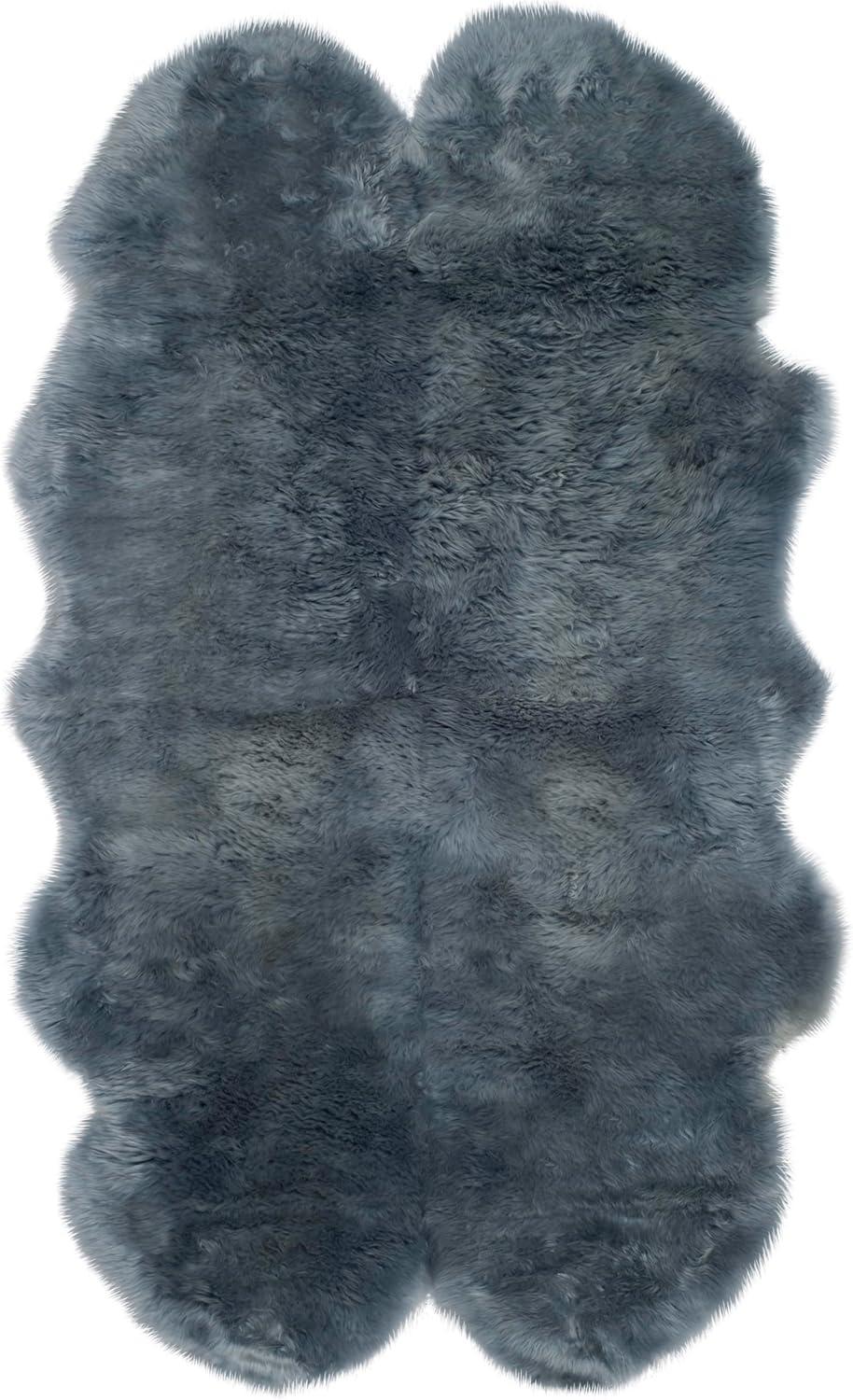 image:imageSAFAVIEH Sheep Skin Collection Accent Rug 3 x 5 Steel Blue Handmade Rustic Glam Genuine Pelt 34inch Thick Ideal for High Traffic Areas in Entryway Living Room Bedroom SHS121BSteel Blue