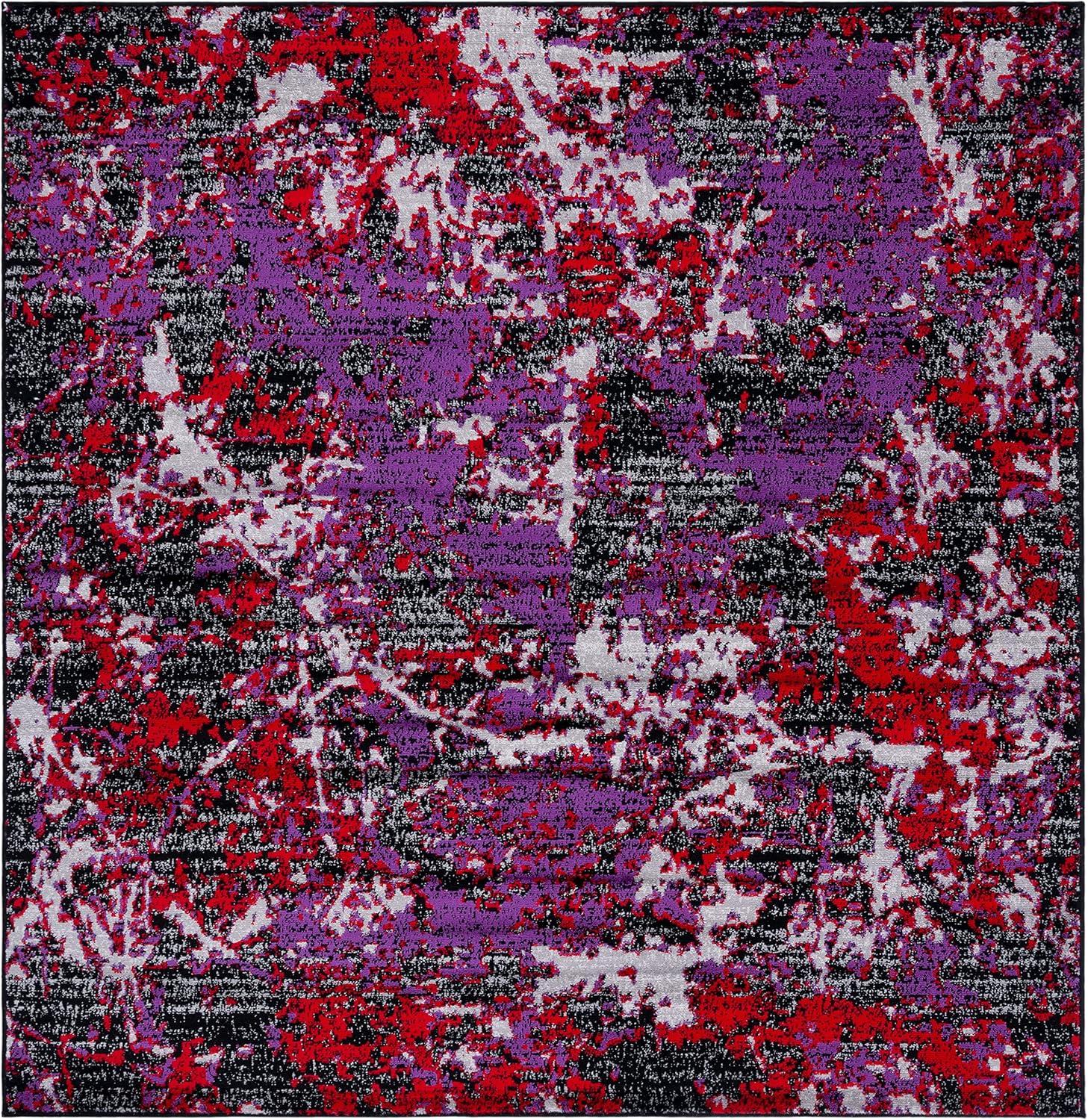 image:imageSAFAVIEH Skyler Collection 8 x 10 BlueIvory SKY186M Modern Abstract NonShedding Living Room Bedroom Dining Home Office Area RugBlackPurple